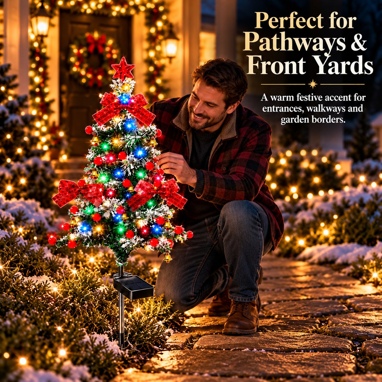 💥 Last Day 70% OFF🔥 Solar Cedar Christmas Tree Lights🌲 Festive Outdoor Holiday Decor 