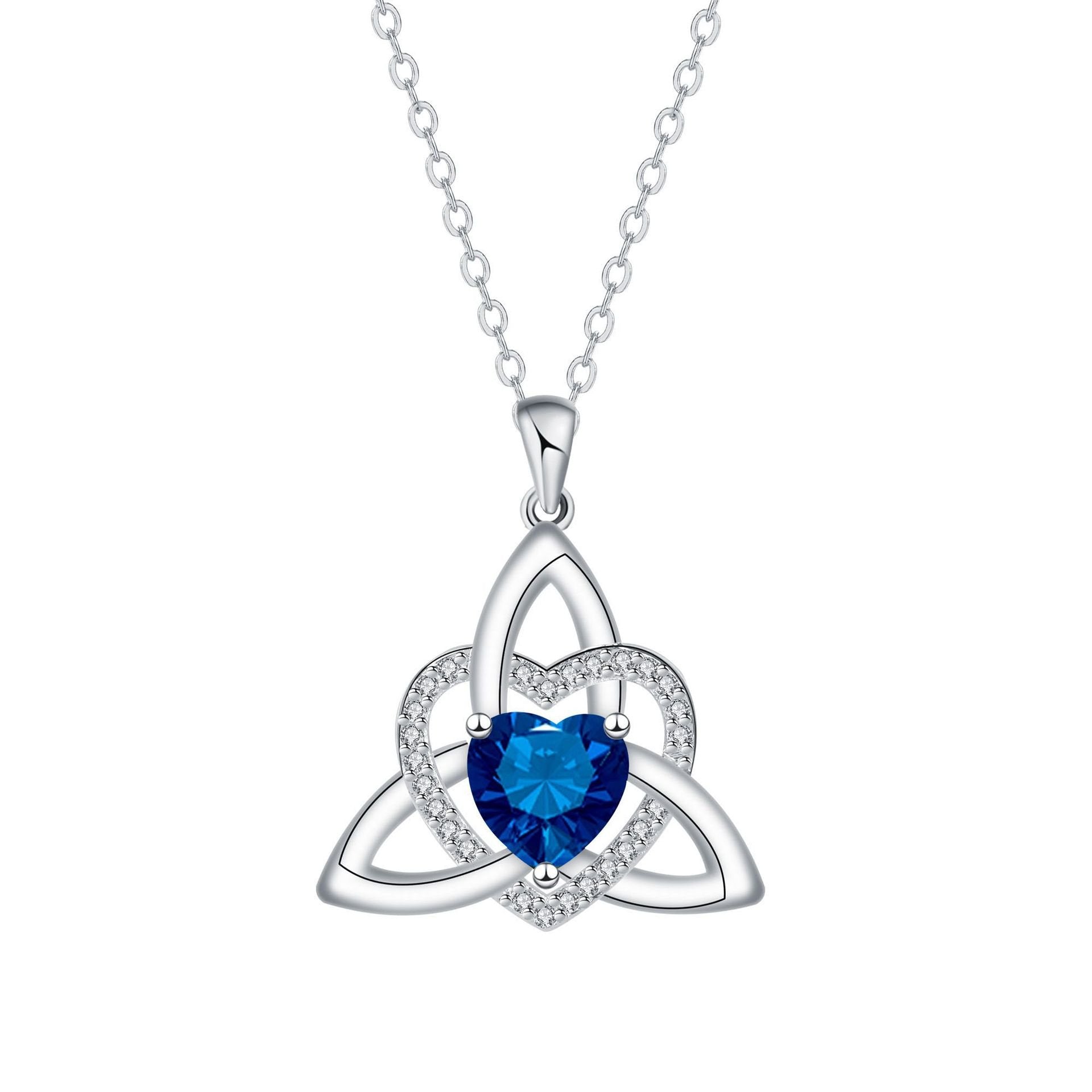 🔥 Last Day 70% OFF🔥Birthstone Celtic Trinity Knot Heart Necklace✨ Heart Shape Celtic Trinity Knot Birthstone Pendant