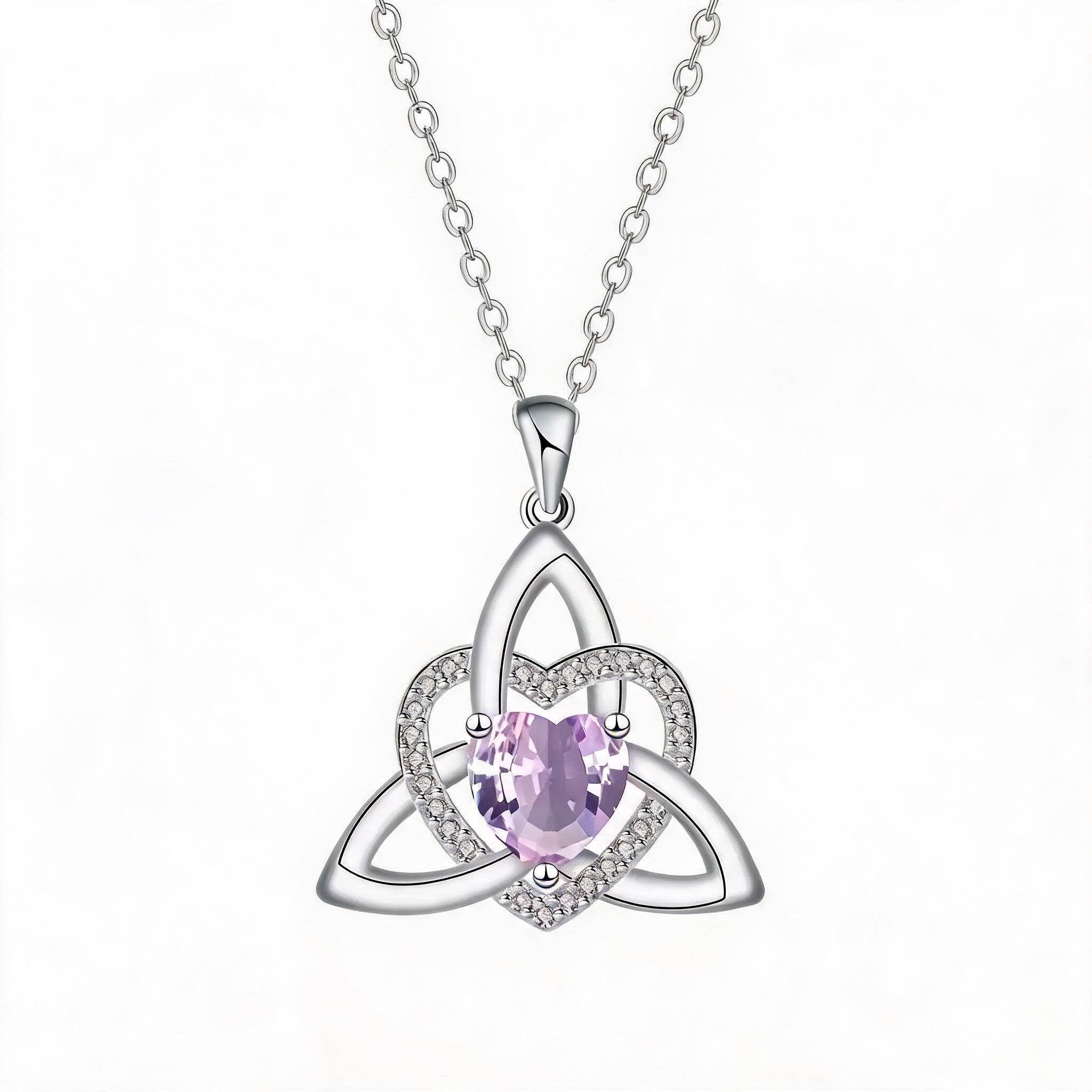 🔥 Last Day 70% OFF🔥Birthstone Celtic Trinity Knot Heart Necklace✨ Heart Shape Celtic Trinity Knot Birthstone Pendant