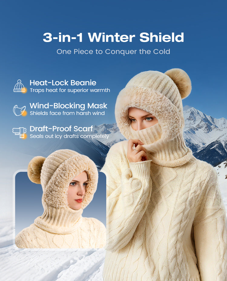 Stylish knitted winter hood in classic colors