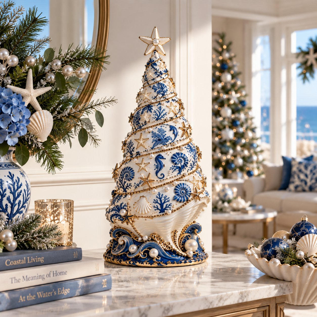 ✨Last Day 70% OFF 🌊 Coastal Christmas Seashell Tree Projection Lamp✨