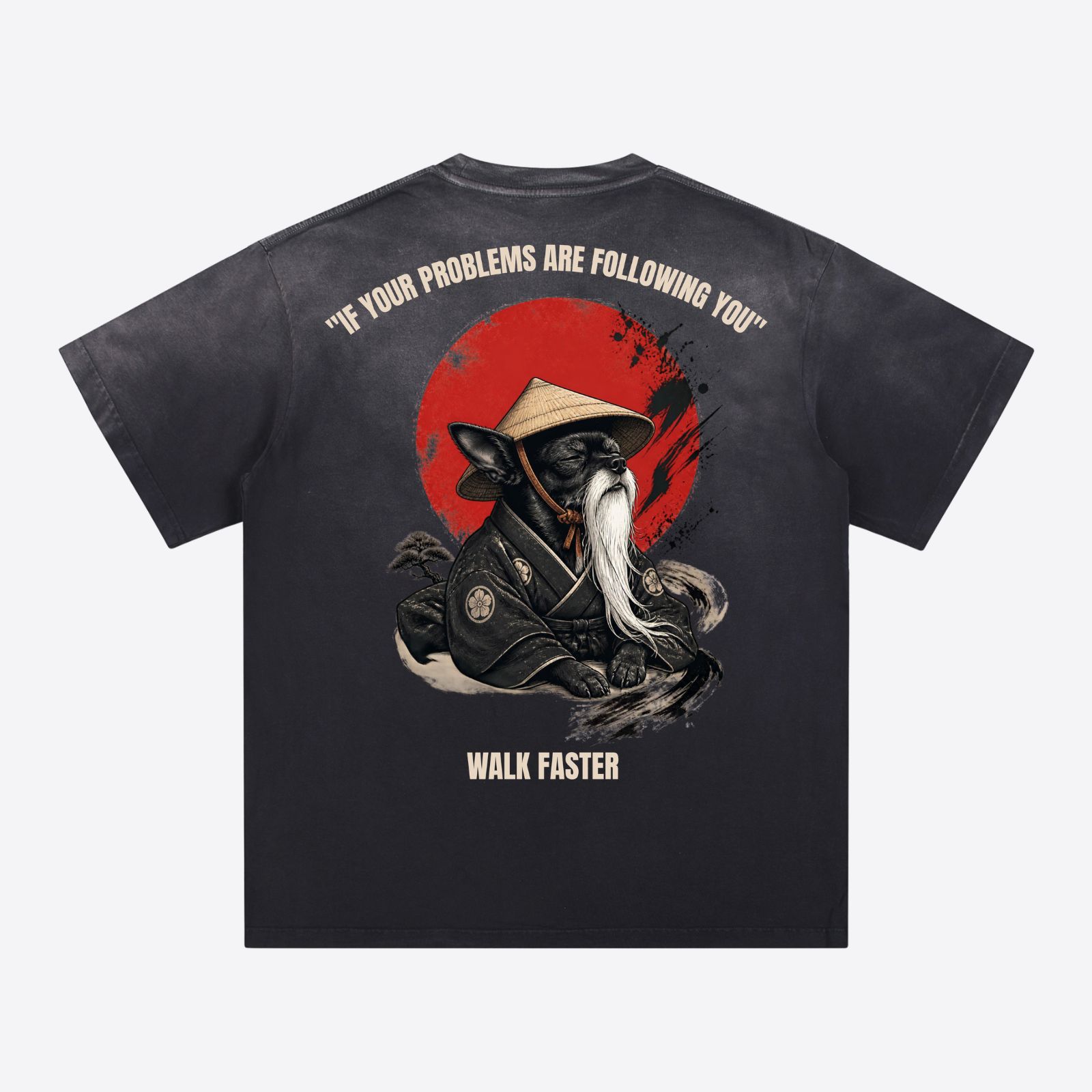 "Ancient Wisdom" Anti-Work Satirical Heavyweight Tee - Washed Gradient (Walk Faster)