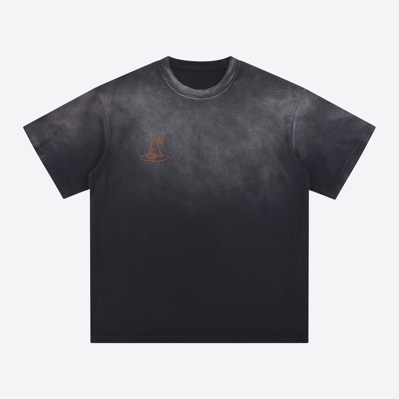 Halloween Special "Quiet Quit" Witch Black Cat Heavyweight Tee - Washed Charcoal