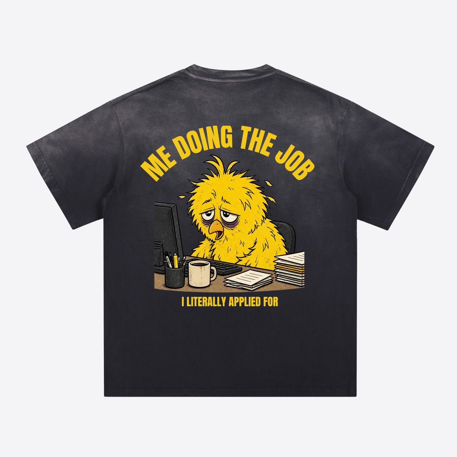 "I Literally Applied For This" Box Photo Heavyweight Graphic Tee - Washed Black