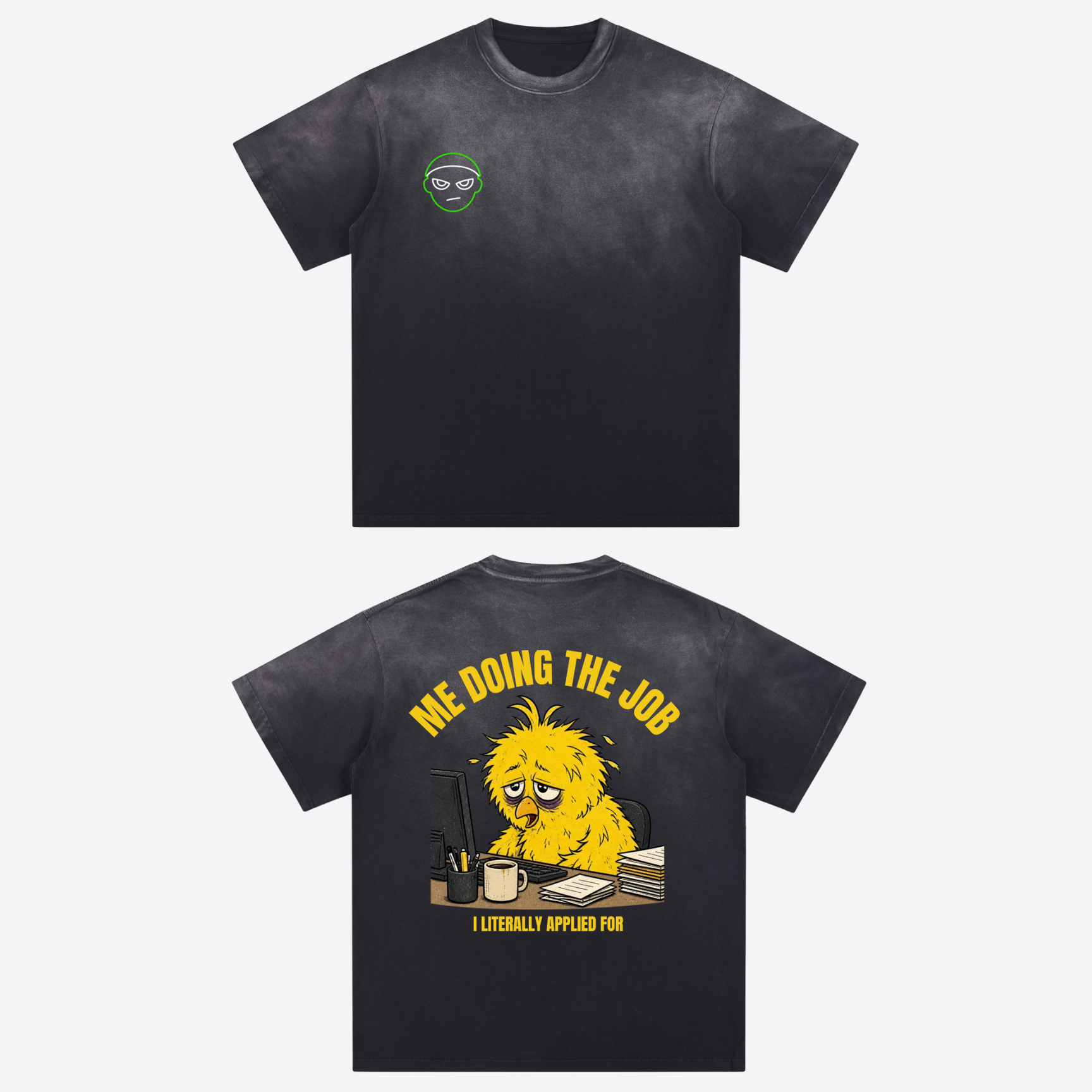 "I Literally Applied For This" Box Photo Heavyweight Graphic Tee - Washed Black