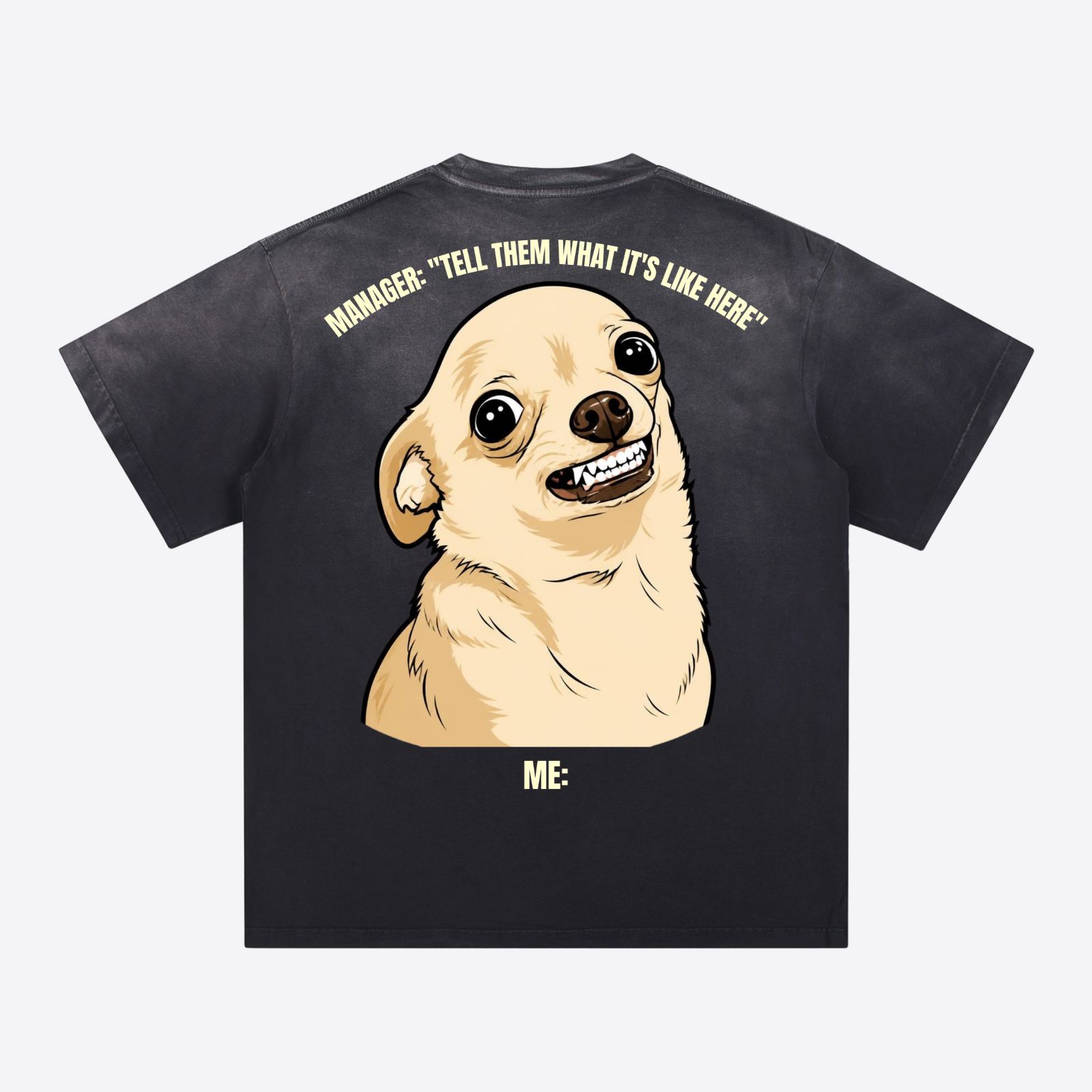 "Corporate Smile" Sarcastic Office Humor Heavyweight Tee - Washed Gradient