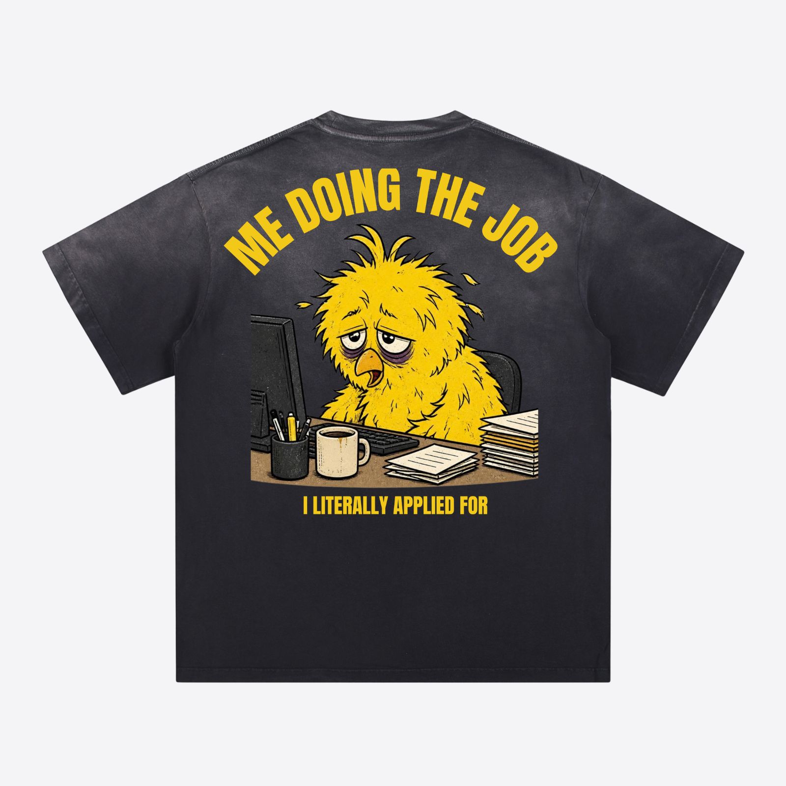 "I Literally Applied For This" Box Photo Heavyweight Graphic Tee - Washed Black
