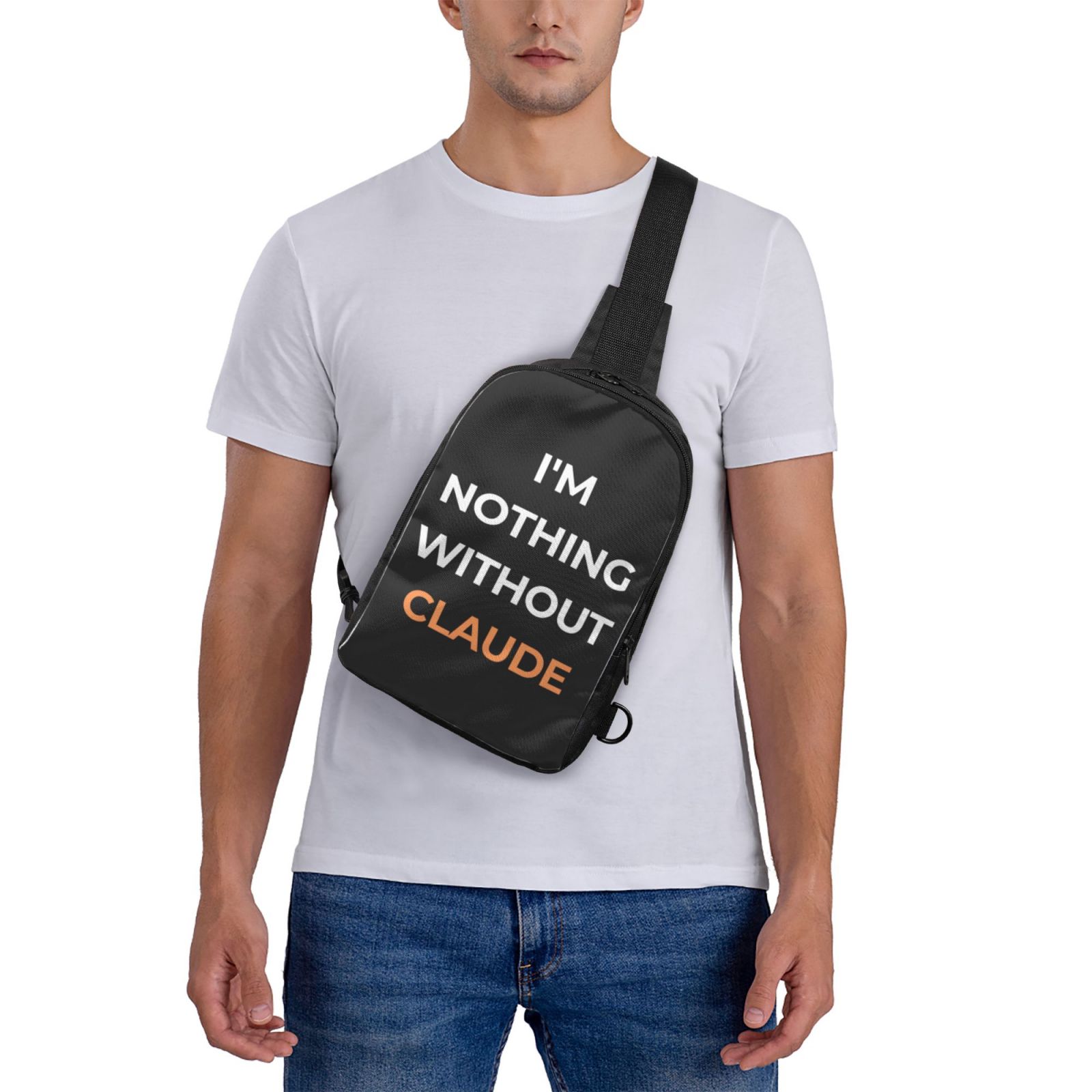 "I'm Nothing Without Claude" Premium Geek Sling Bag - Tech Wear Chest Pack