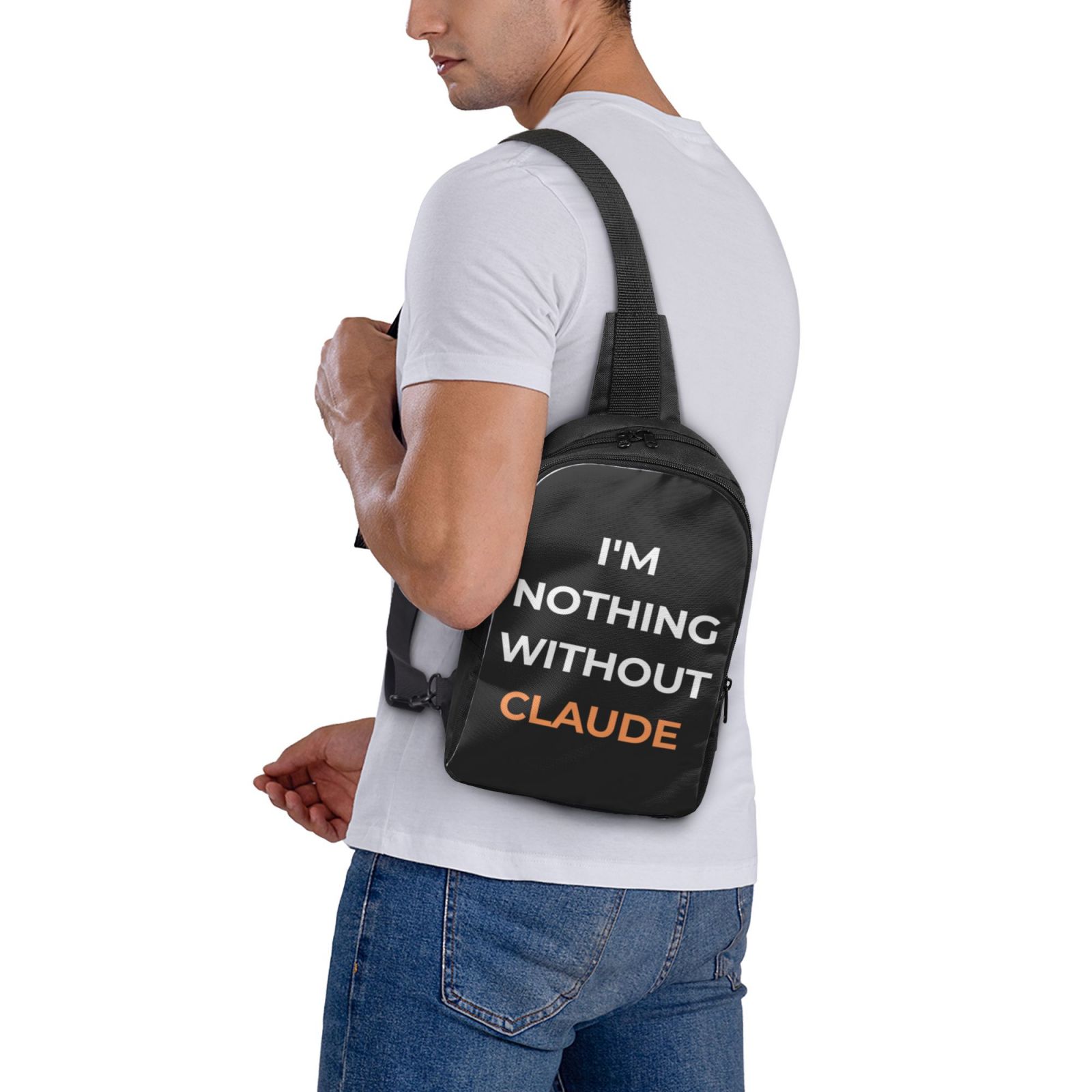 "I'm Nothing Without Claude" Premium Geek Sling Bag - Tech Wear Chest Pack