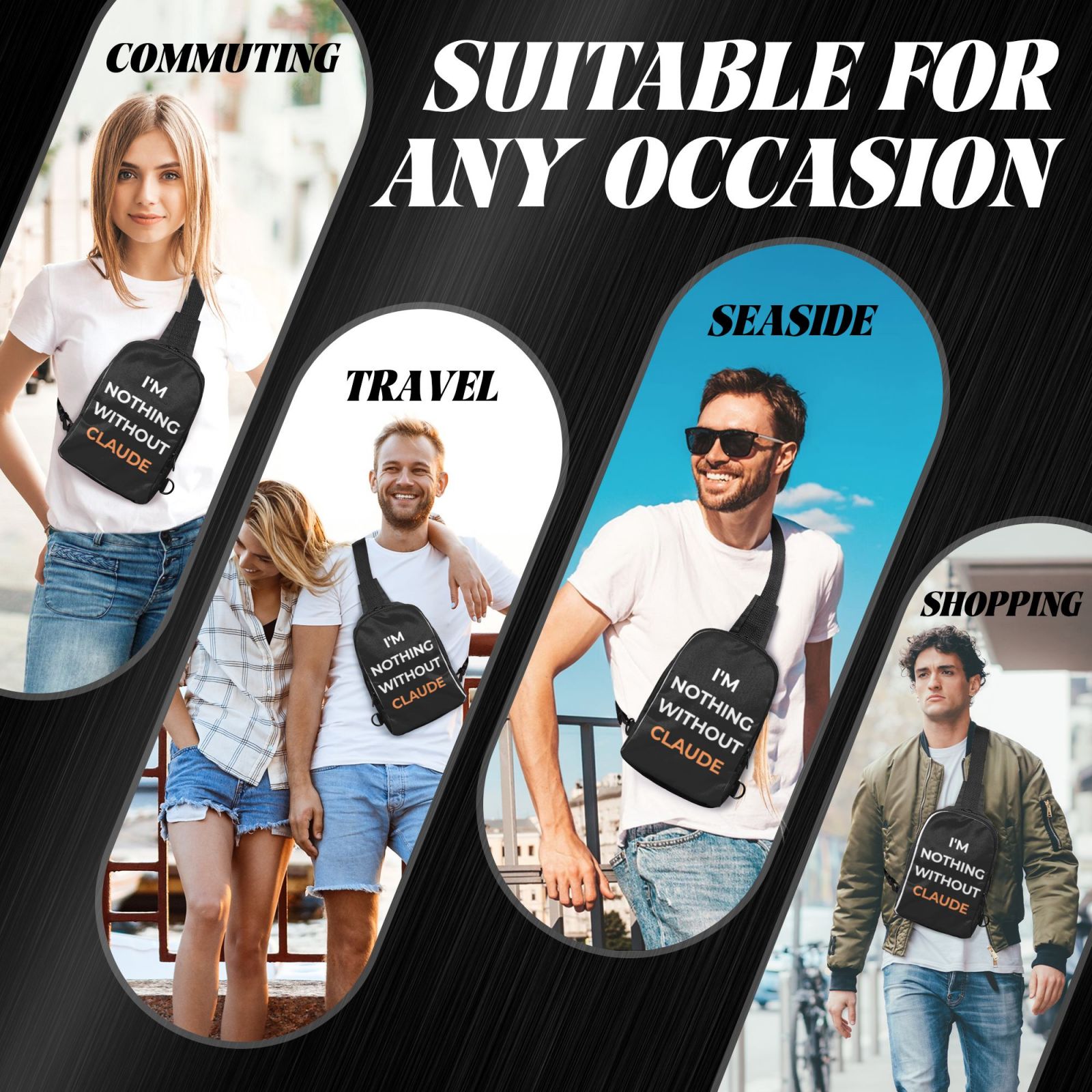 "I'm Nothing Without Claude" Premium Geek Sling Bag - Tech Wear Chest Pack