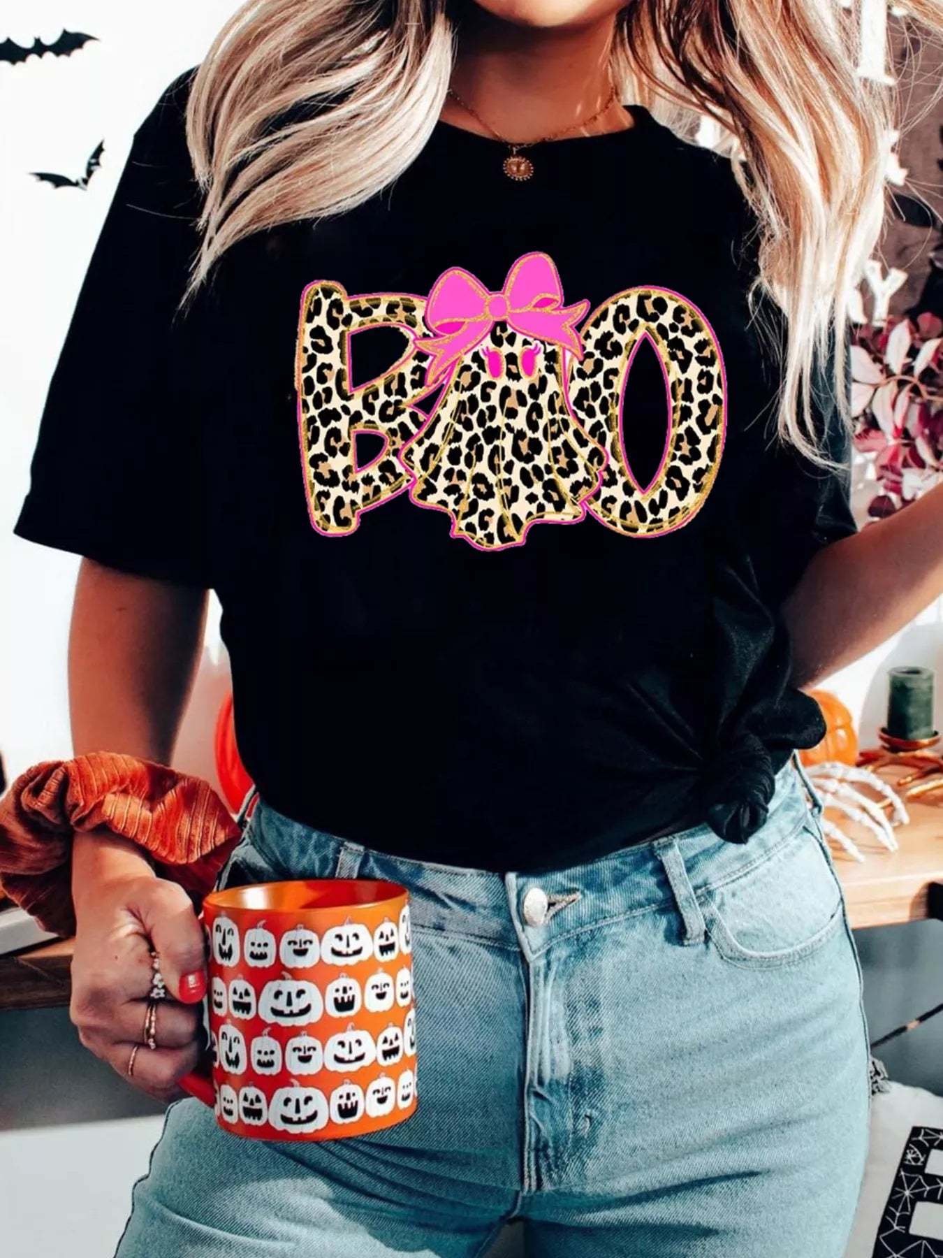 Boo Ghost Halloween Graphic T-Shirt