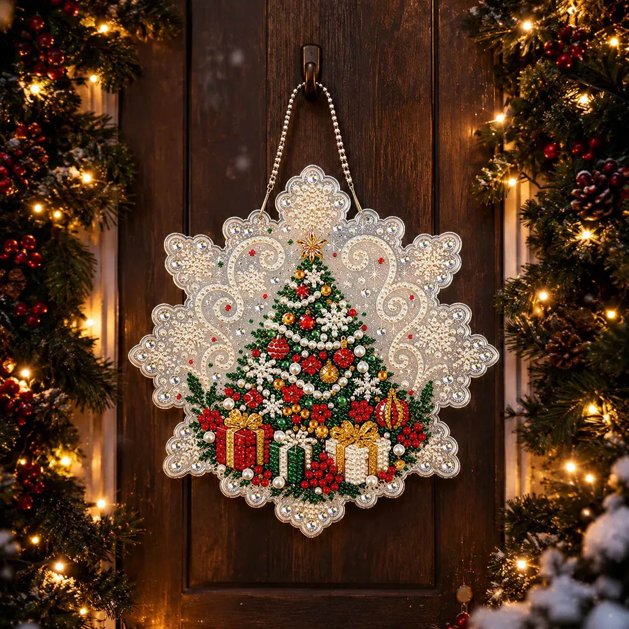 Christmas Gifts DIY Diamond Painting Pendant Christmas Snowflake Acrylic 25x25cm