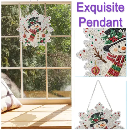 Top Hat Snowman DIY Diamond Painting Pendant Christmas Snowflake Acrylic 25x25cm