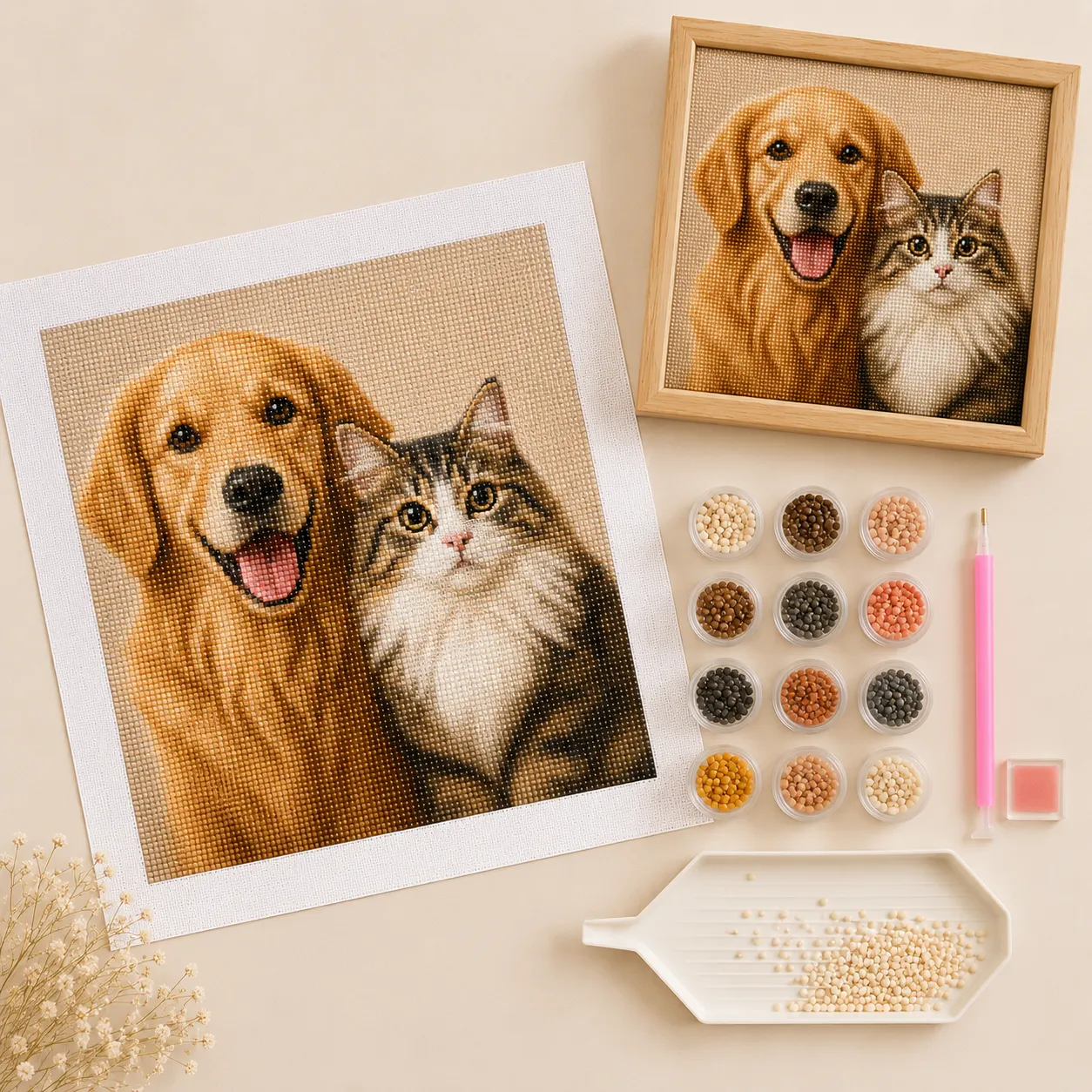 Custom Pet Diamond Painting Kit – Personalized 5D Art from Your Photo