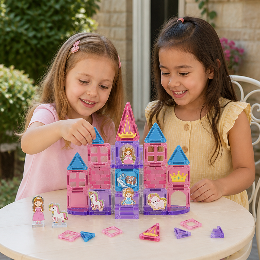 Princess Castle Travel Play Set with Compact Metal Storage Box