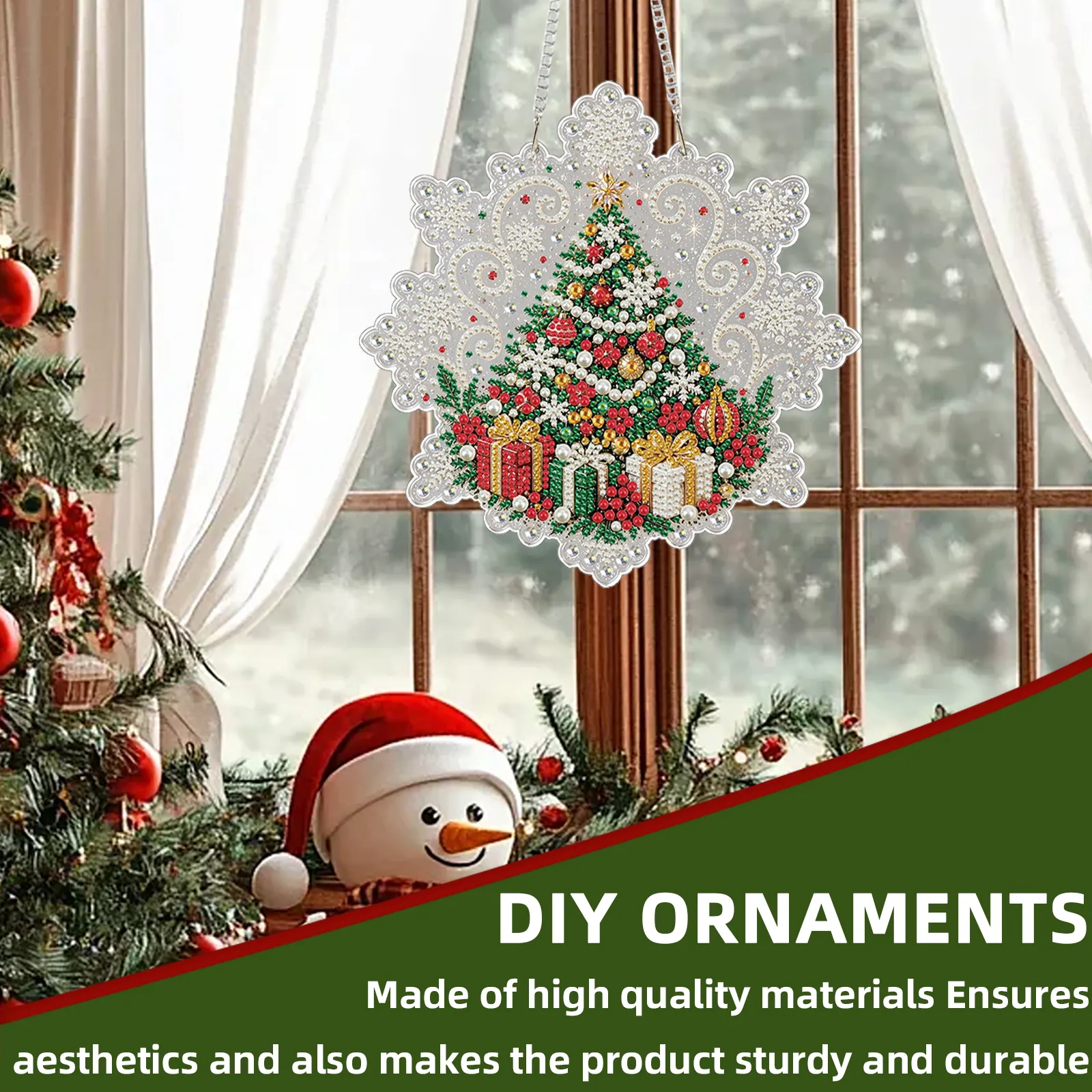 Christmas Gifts DIY Diamond Painting Pendant Christmas Snowflake Acrylic 25x25cm