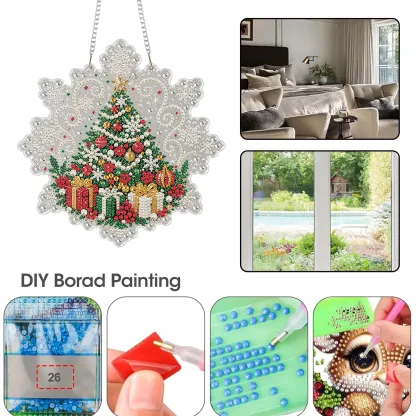 Christmas Gifts DIY Diamond Painting Pendant Christmas Snowflake Acrylic 25x25cm