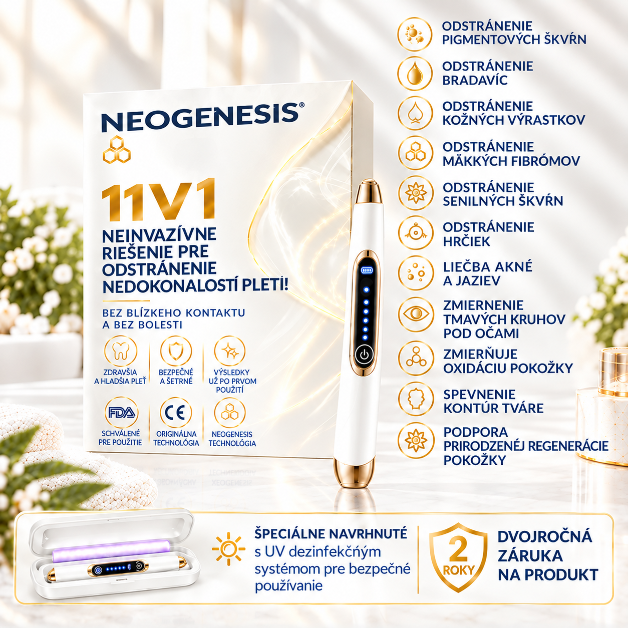 ✨ NEOGENESIS™ 2026 – Multifunkčná starostlivosť o pleť novej generácie v pere: profesionálne riešenie na odstránenie znamienok a nedokonalostí. Neinvazívna technológia bez bolesti a bez jaziev pre zdravšiu a žiarivejšiu pleť. Vyrobené v USA. ✨
