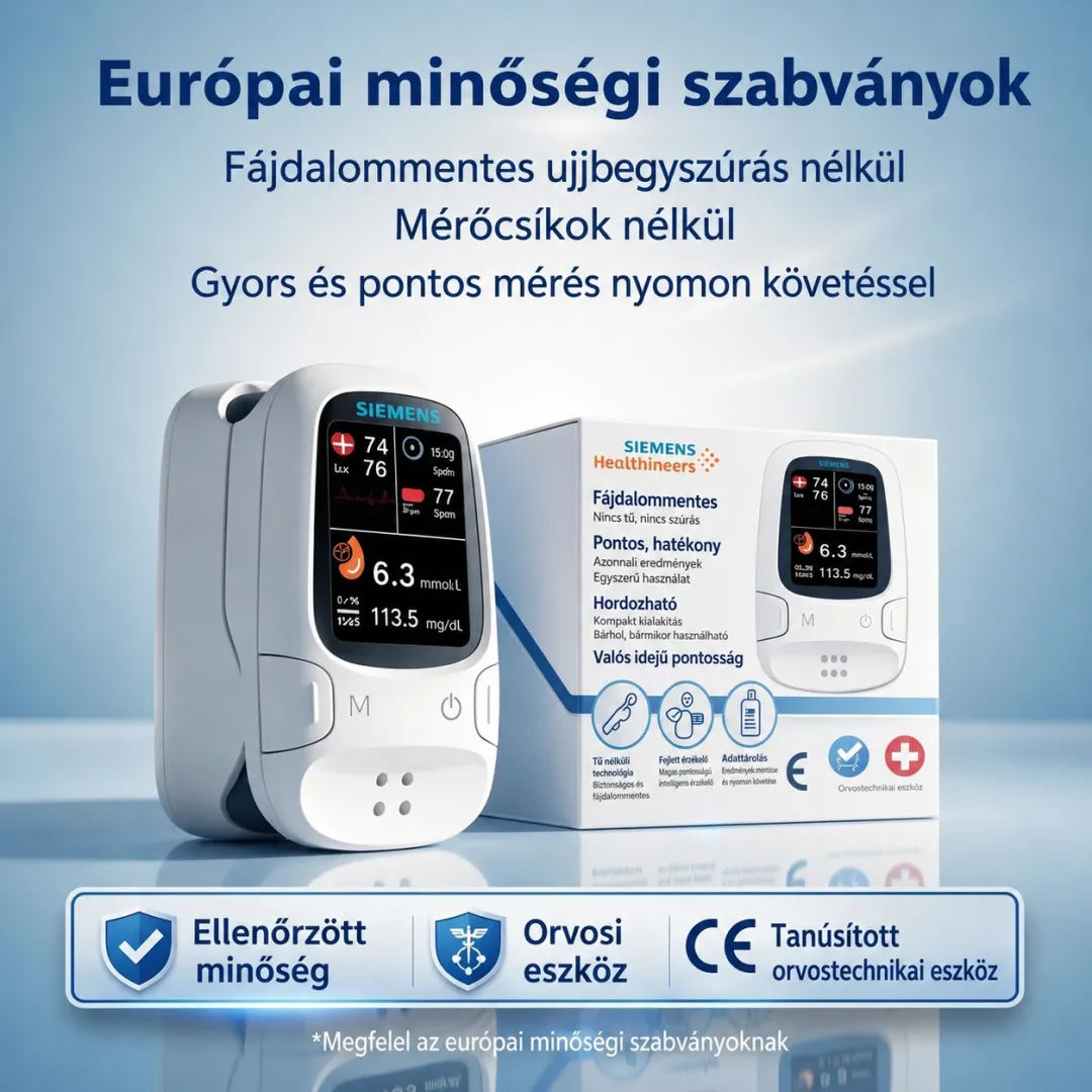 🩸 Szúrásmentes glükózmérő – Siemens | Fájdalommentes glükózmonitorozás otthon 📊