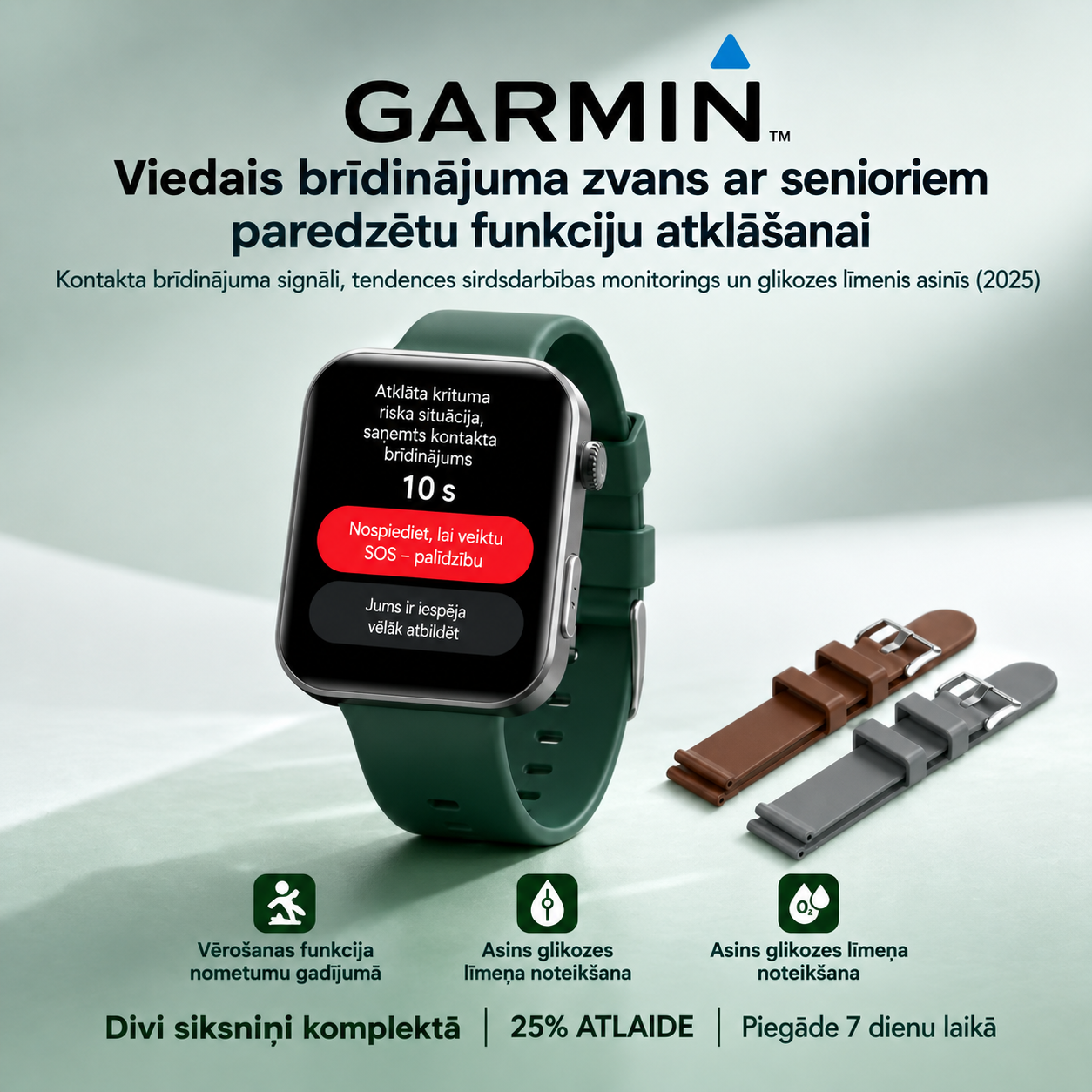 JAUNUMS 2026! Garmin viedpulkstenis ar AI – cukura līmeņa un asinsspiediena mērīšana, zvanu funkcija + 2 siksniņas DĀVANĀ 🎁📞