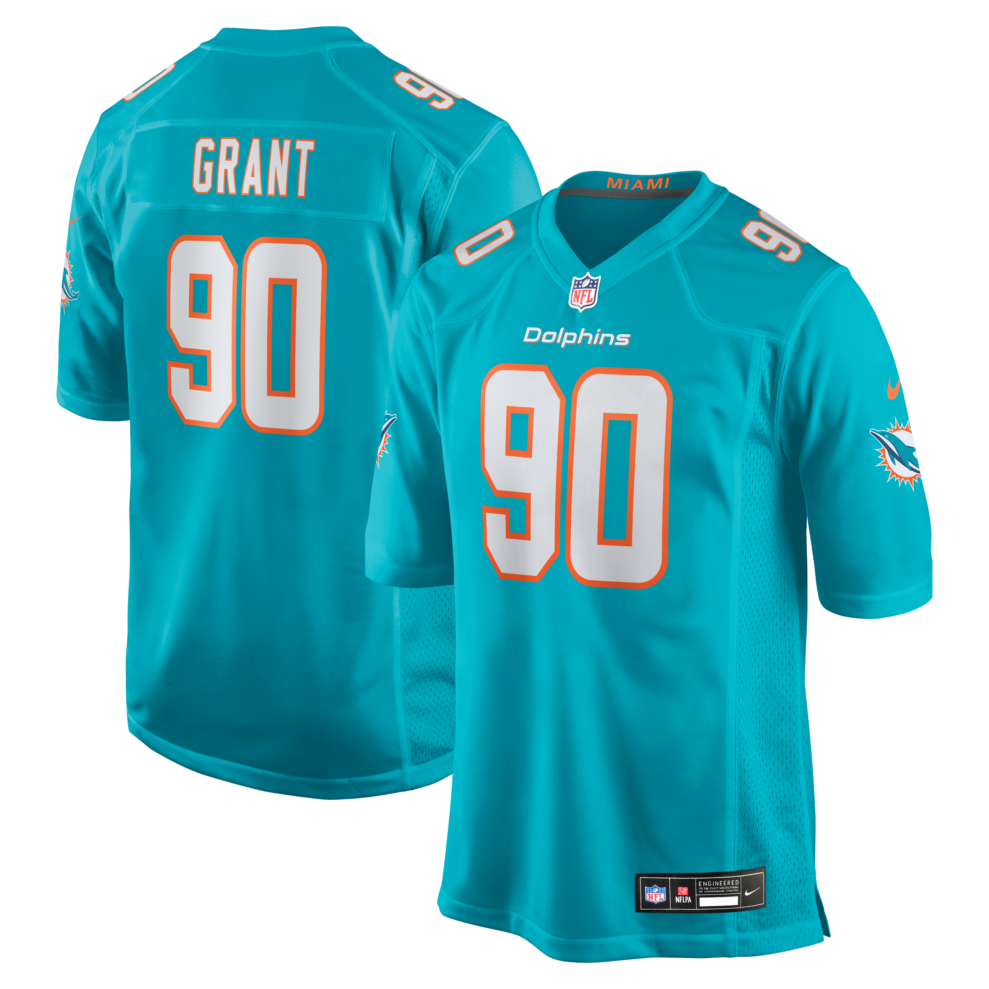 Kenneth Grant Miami Dolphins Youth Team Game Jersey Aqua Youth