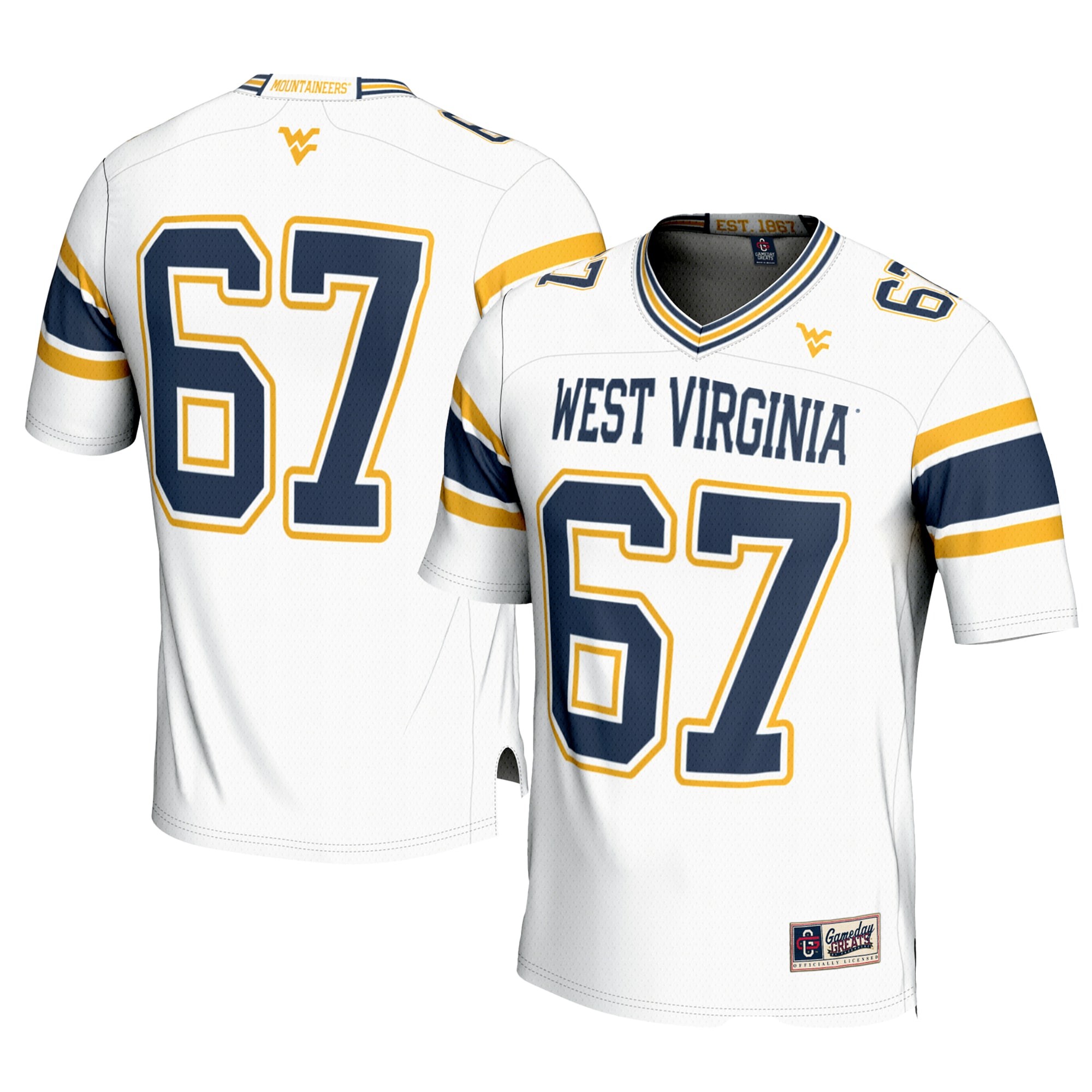 1 West Virginia Mountaineers Women S Gameday Greats Football Jersey White Women