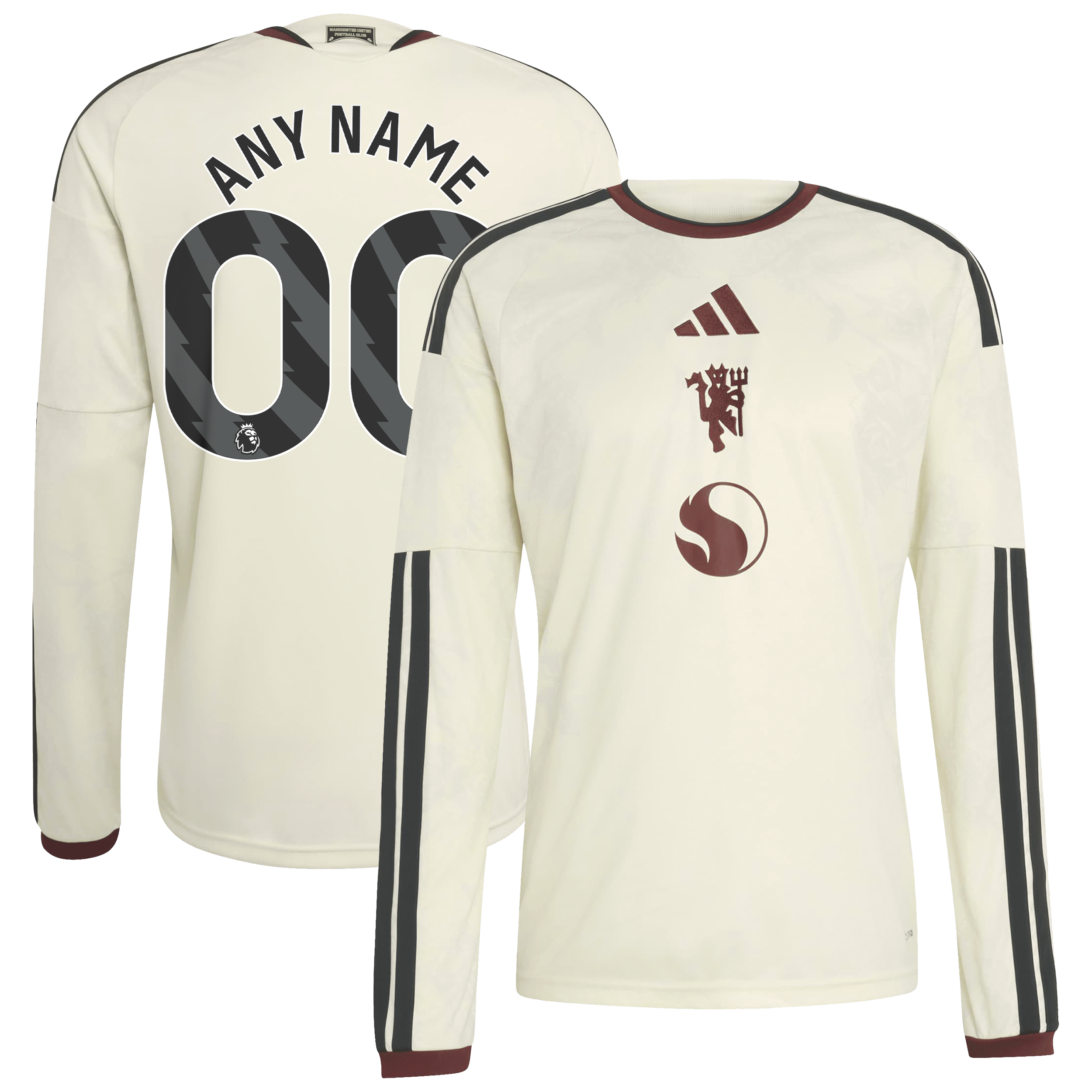 Manchester United Youth 2026/27 Third Replica Custom Long Sleeve Jersey Cream Youth