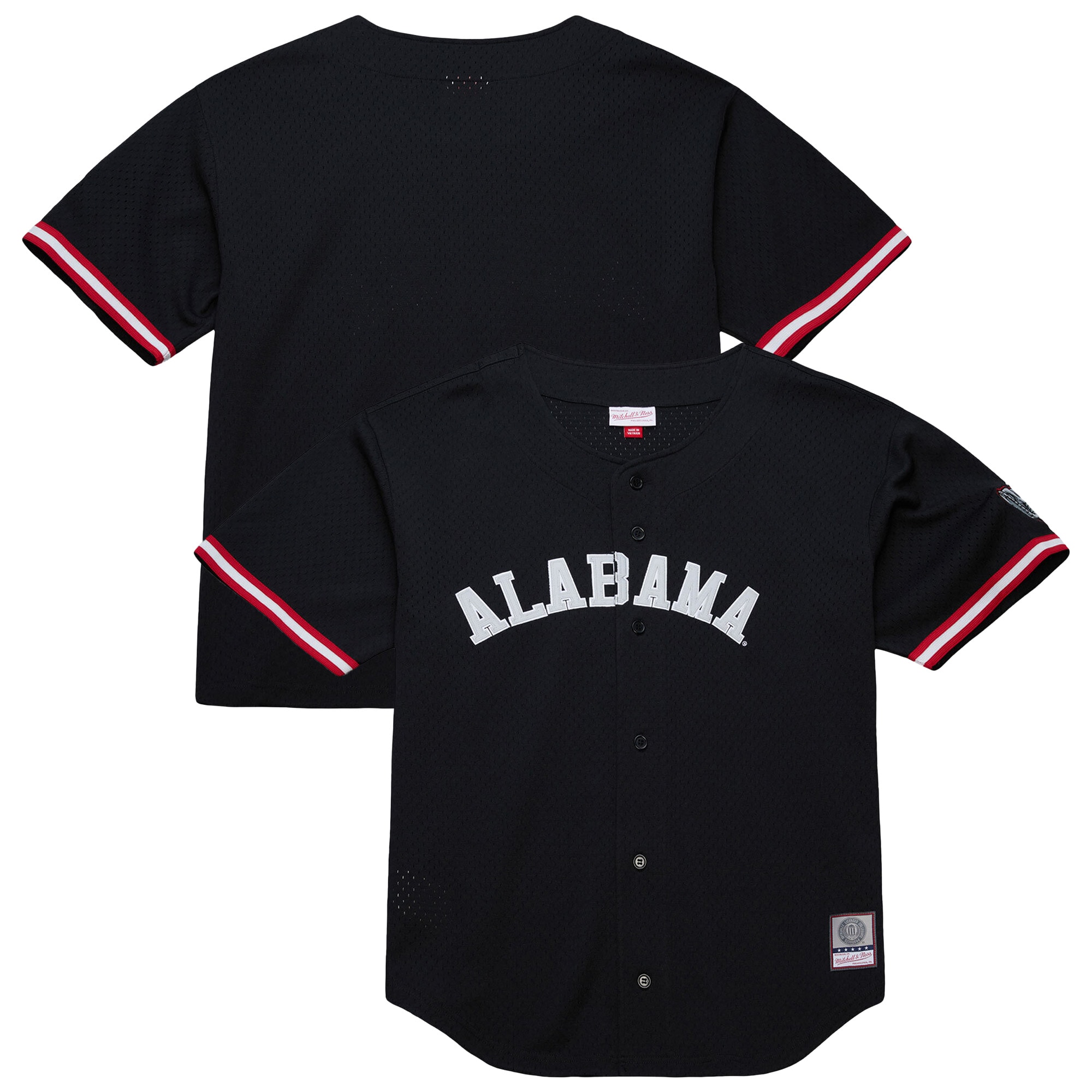 Alabama Crimson Tide Mitchell Ness On The Clock Full Button Fashion Jersey Black