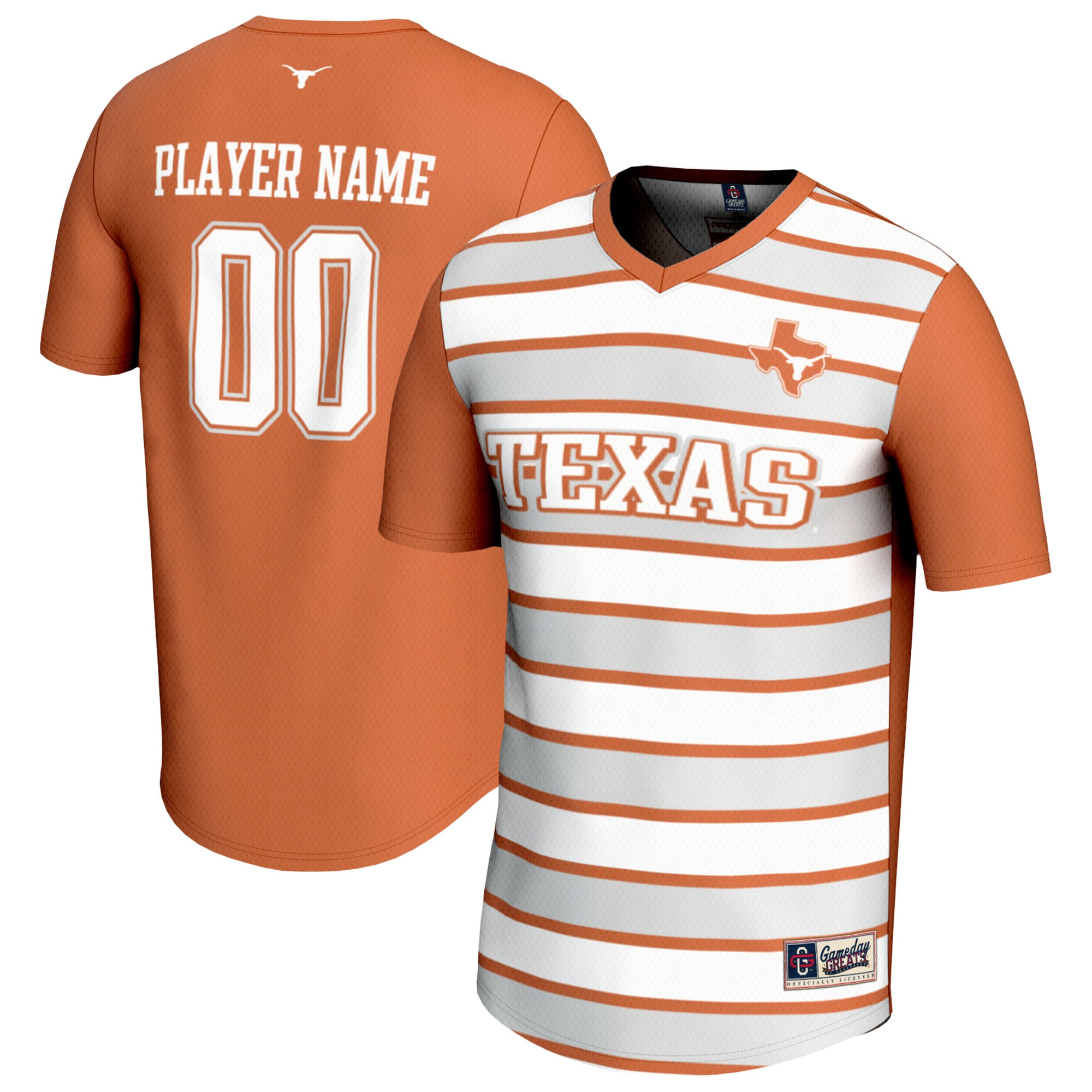 Texas Longhorns Youth Gameday Greats Nil Pick A Player Collegiate Soccer Lightweight Fashion Jersey Texas Orange White Youth