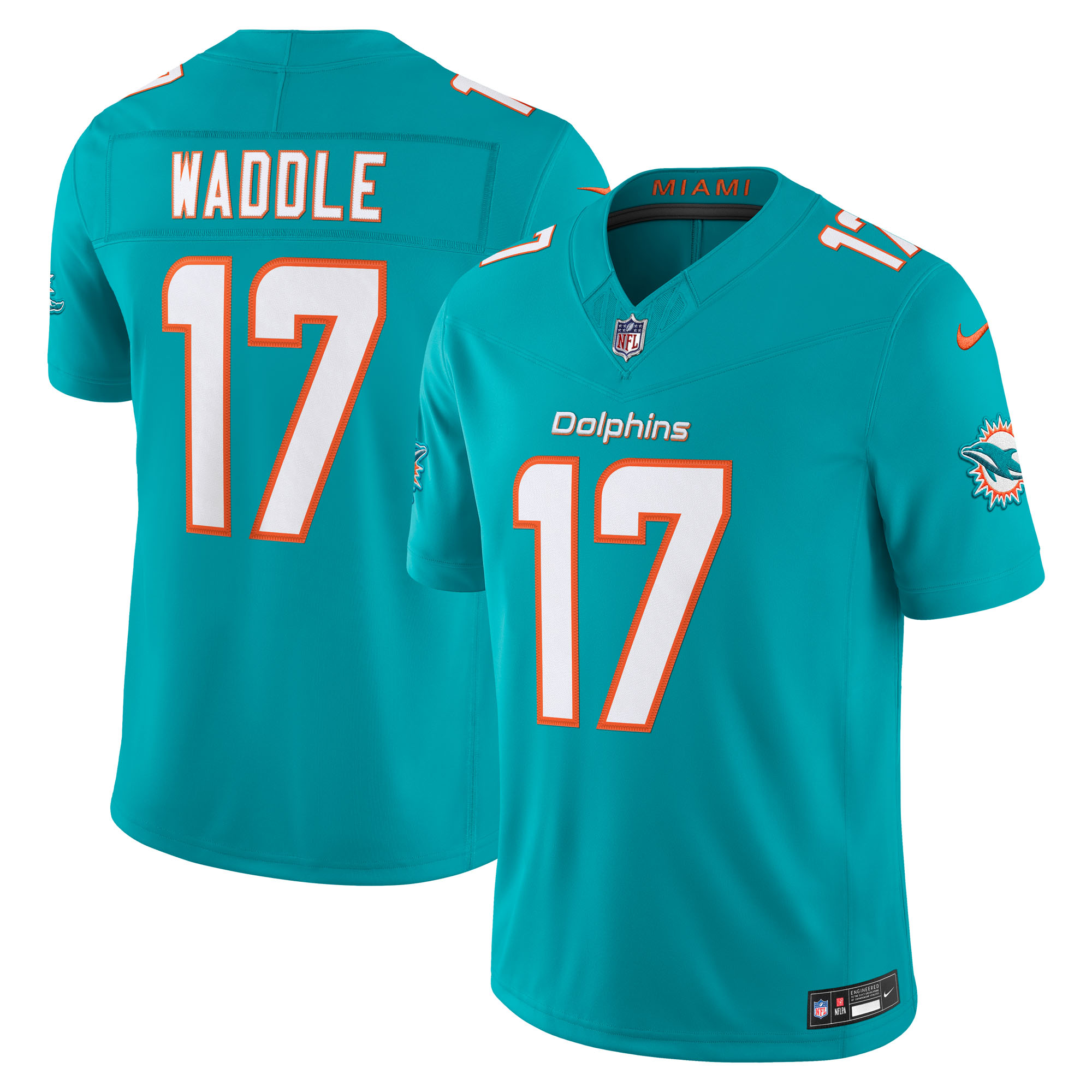 Jaylen Waddle Miami Dolphins Youth Team Vapor F U S E Stitched Limited Jersey Aqua Youth