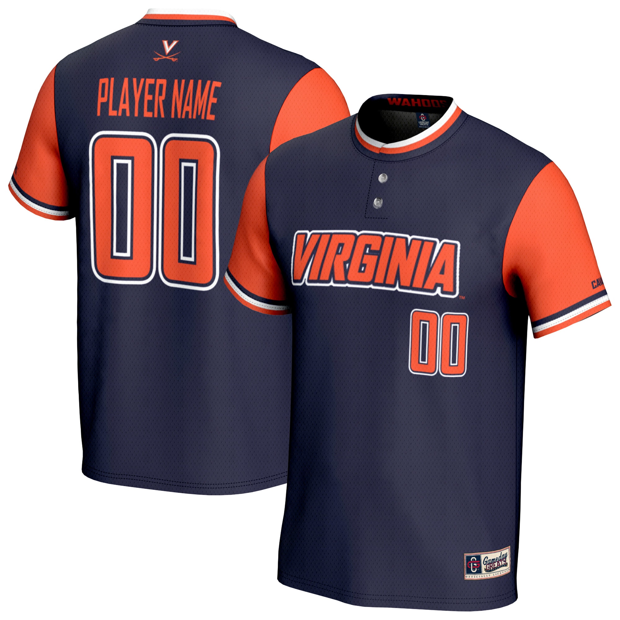 Virginia Cavaliers Gameday Greats Youth Nil Pick A Player Lightweight Collegiate Softball Fashion Jersey Navy