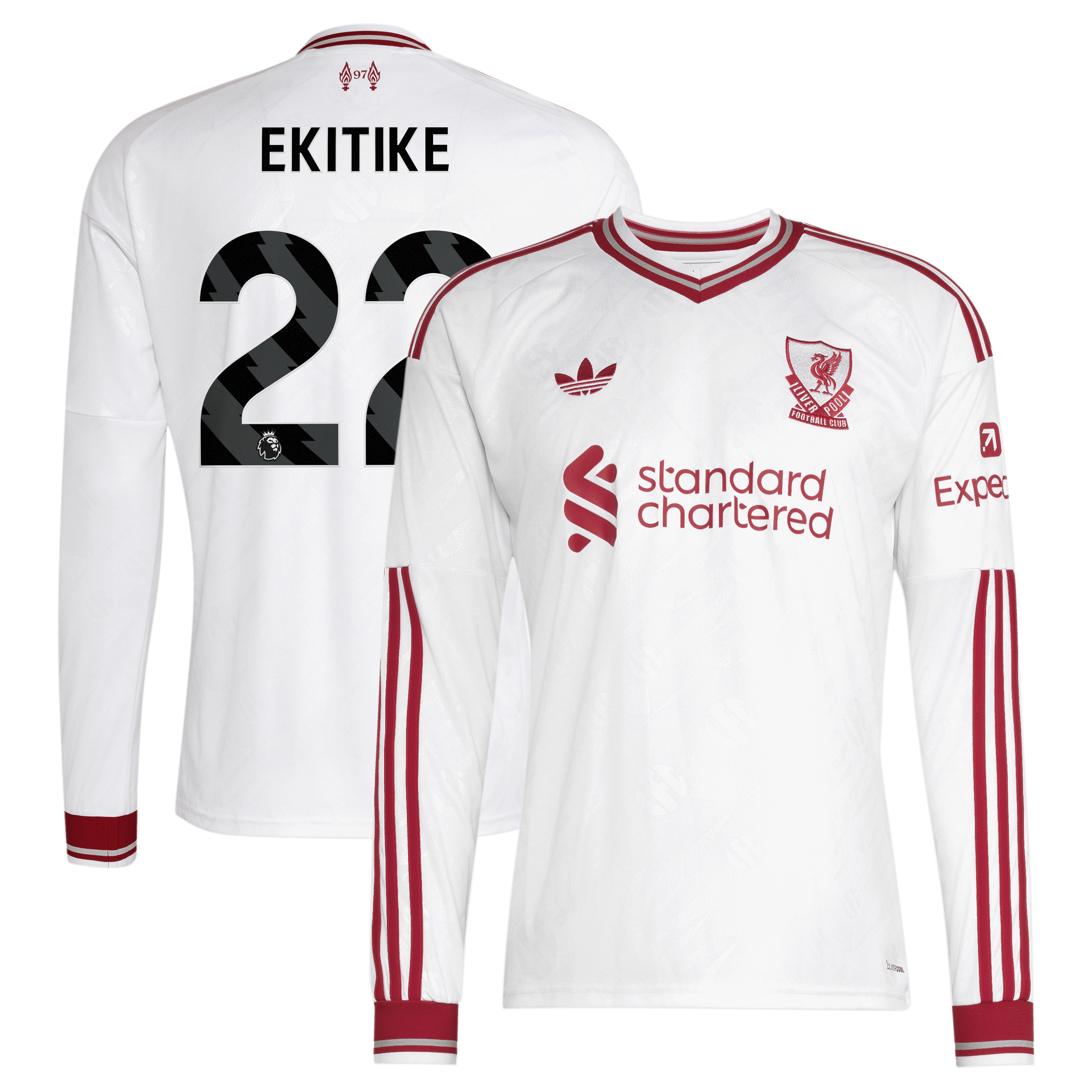 Hugo Ekitike Liverpool 2026/27 Away Replica Long Sleeve Jersey White