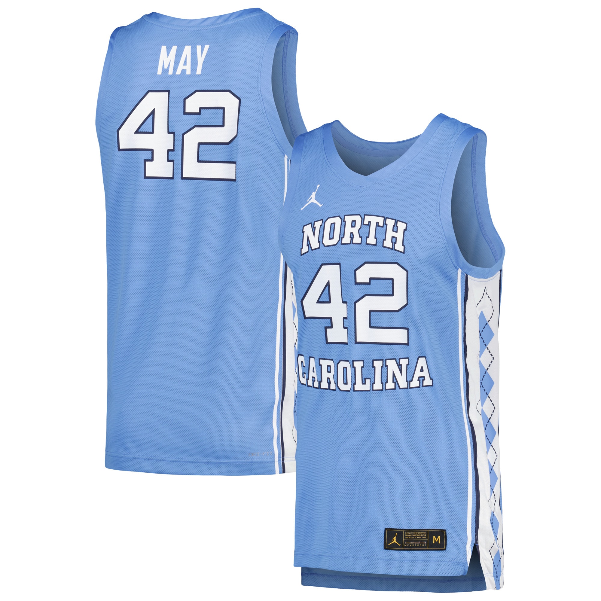Sean May North Carolina Tar Heels Jordan Brand Replica Basketball Player Jersey Carolina Blue