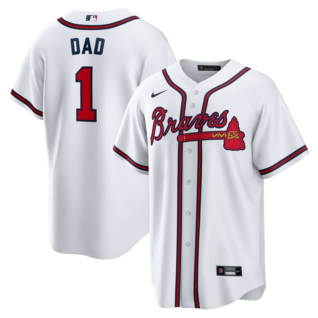 Atlanta Braves 1 Dad Home Replica Jersey White