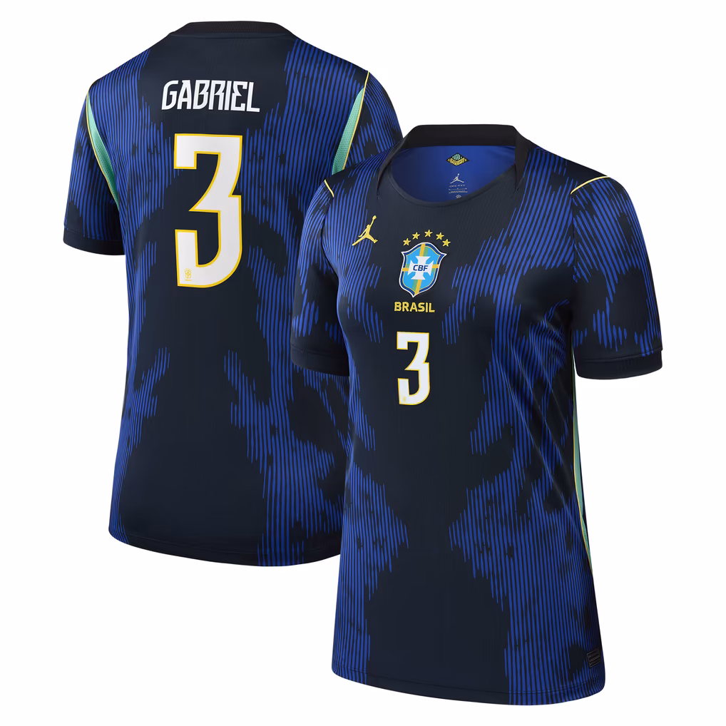 Gabriel Magalh Es Brazil National Team Jordan Brand Women S 2026 Away Stadium Replica Jersey Blue