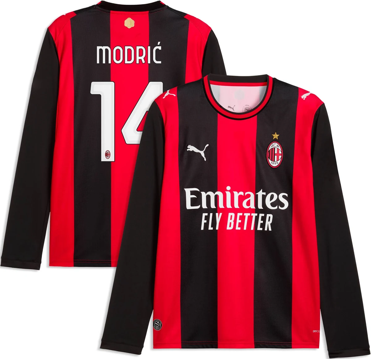Luka Modri Ac Milan 2026/27 Home Replica Long Sleeve Jersey Black Red