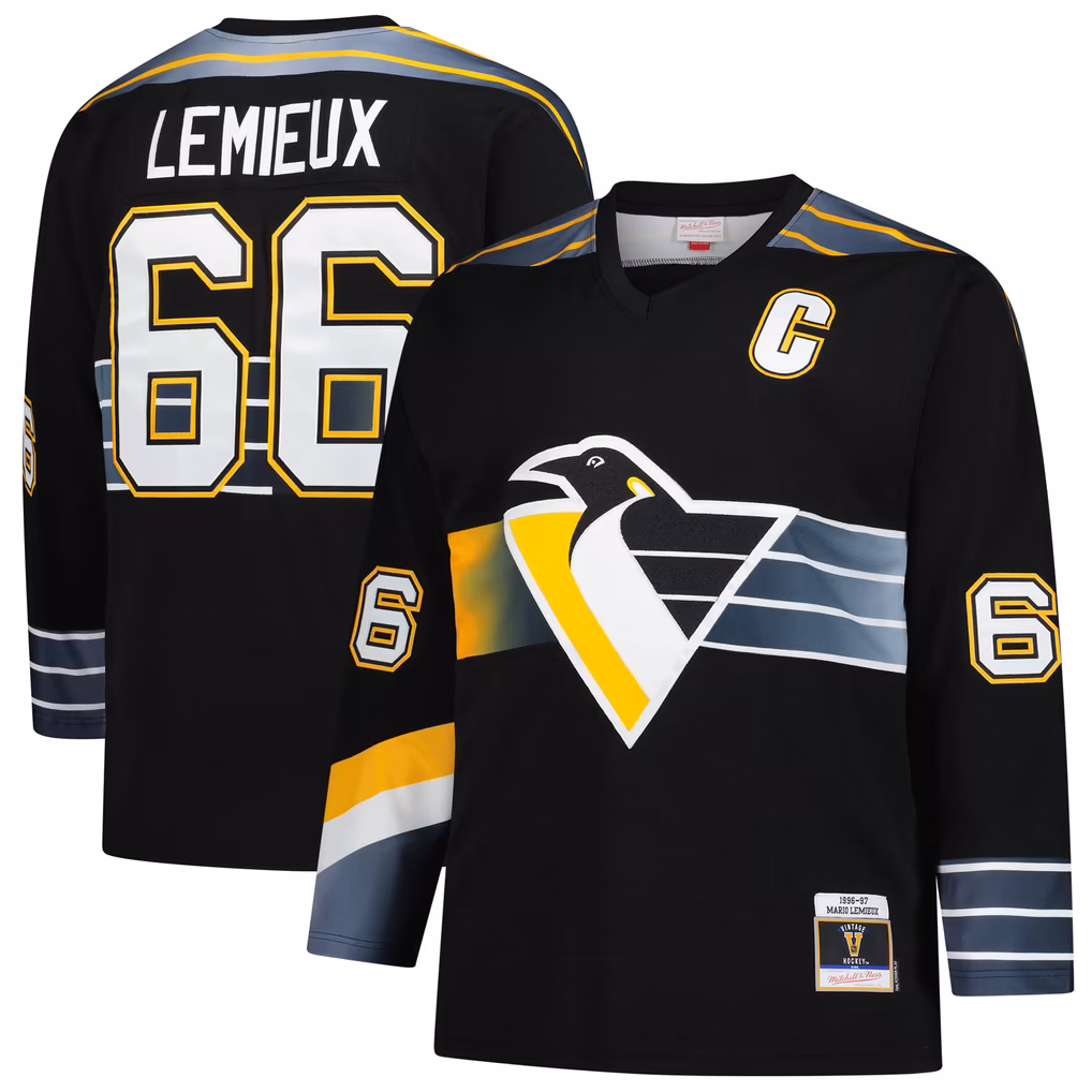 Mario Lemieux Pittsburgh Penguins Mitchell Ness 1996/97 Blue Line 2 0 Jersey Black