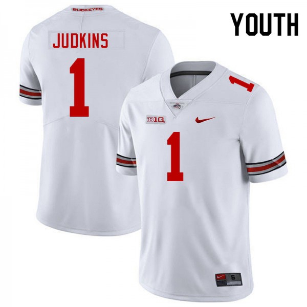 Ohio State Buckeyes 1 Quinshon Judkins Youth Stitch Jersey White