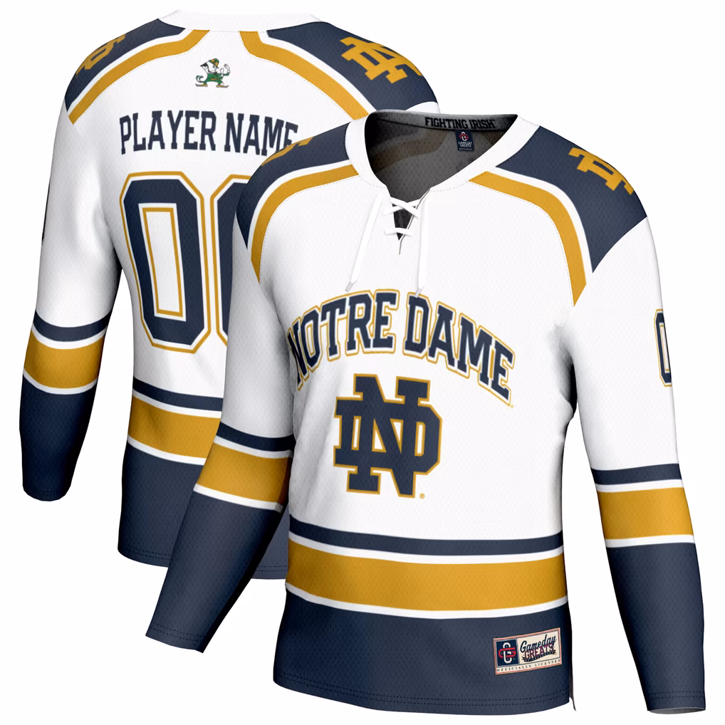 Notre Dame Fighting Irish Gameday Greats Unisex Lightweight Hockey Nil Pick A Player Fashion Jersey White