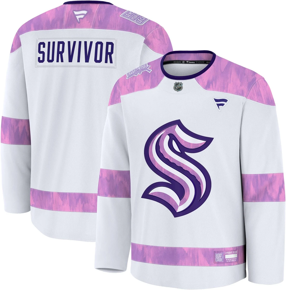 Seattle Kraken 2024 Hockey Fights Cancer Custom Practice Jersey White