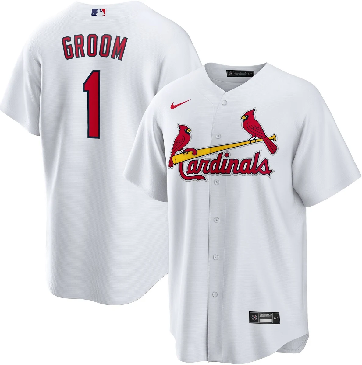 St Louis Cardinals 1 Groom Home Replica Jersey White