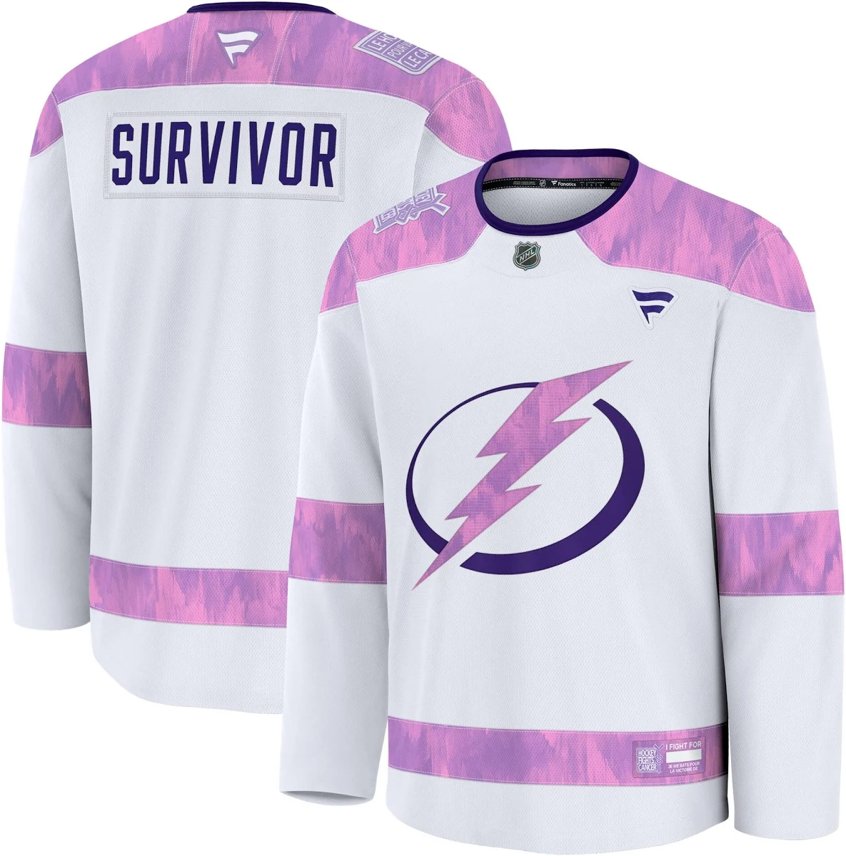 Tampa Bay Lightning Women S 2024 Hockey Fights Cancer Custom Practice Jersey White Women