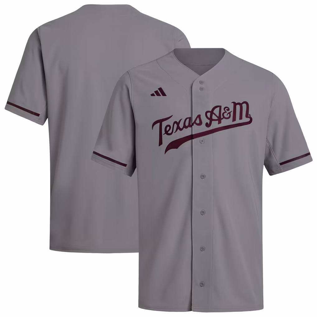 Texas A M Aggies Replica Baseball Jersey Gray