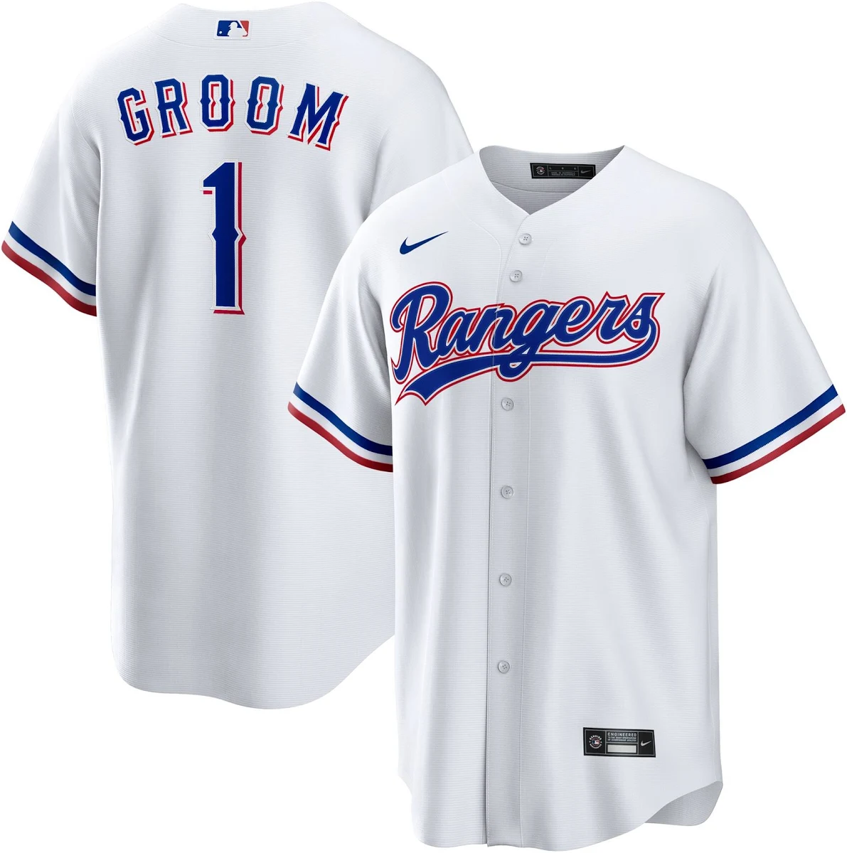 Texas Rangers 1 Groom Home Replica Jersey White