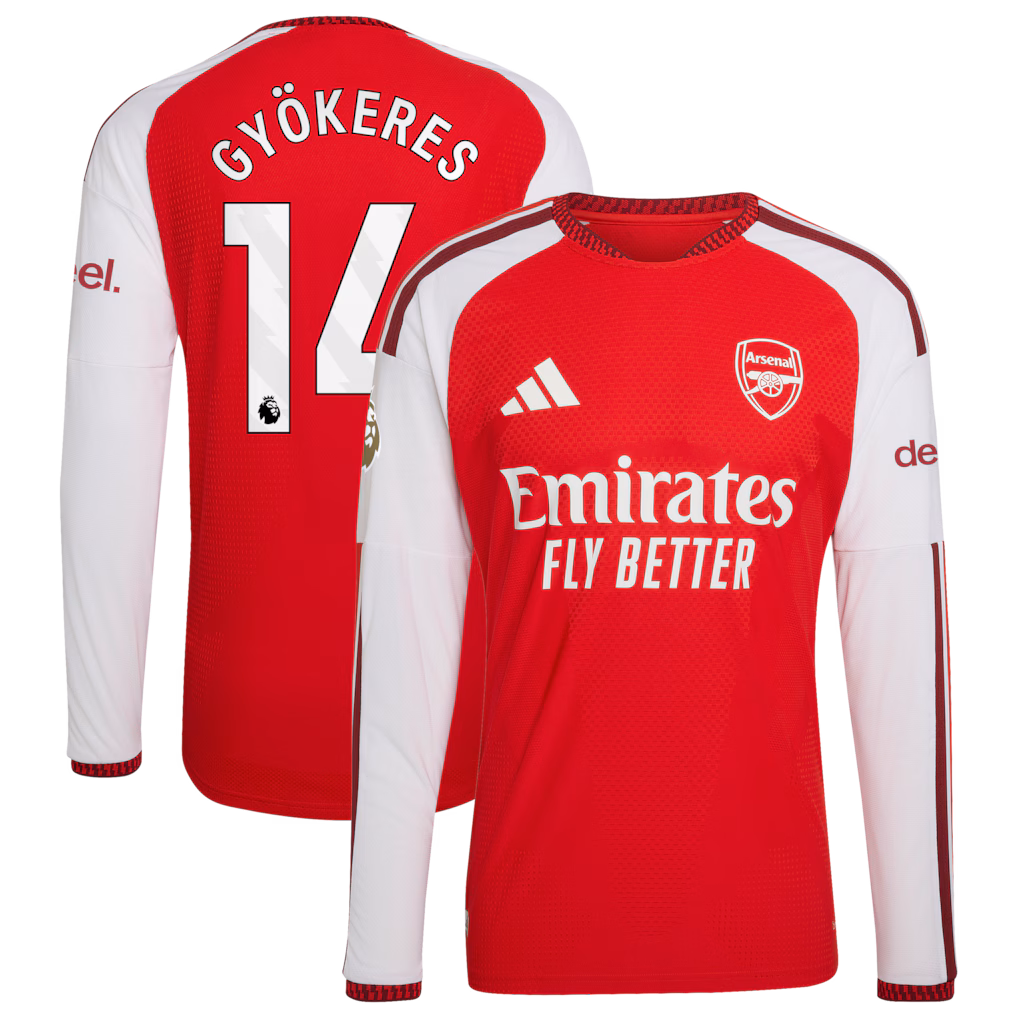 Viktor Gy Keres Arsenal Youth 2026/27 Home Replica Long Sleeve Jersey Red