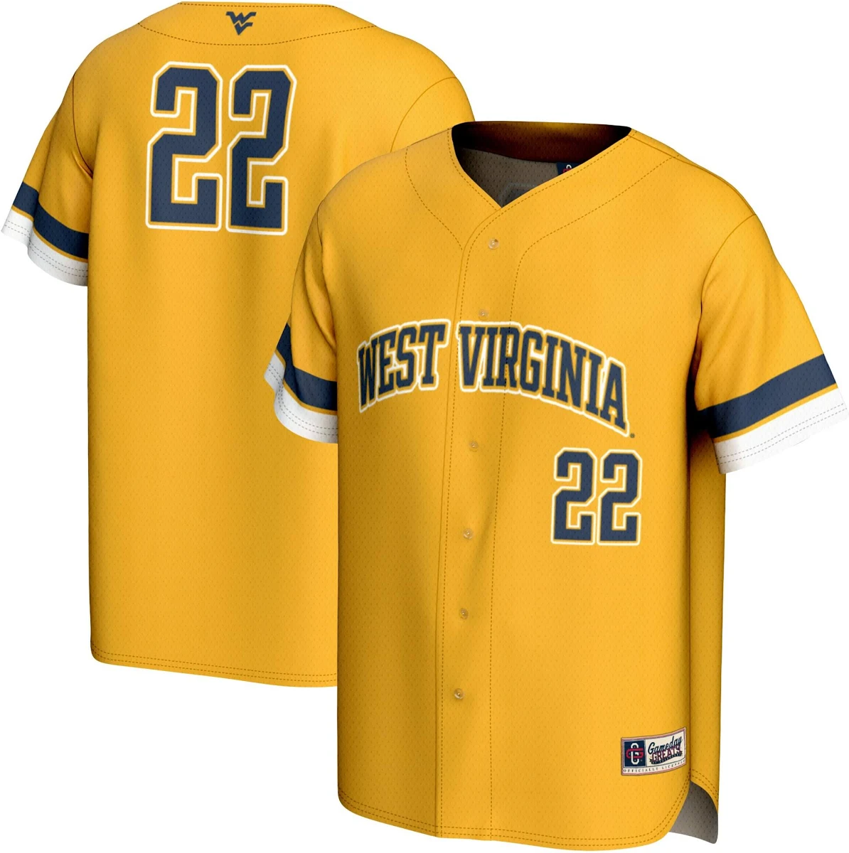 West Virginia Mountaineers Women S Gameday Greats Pick A Player Baseball Fashion Jersey Gold Women