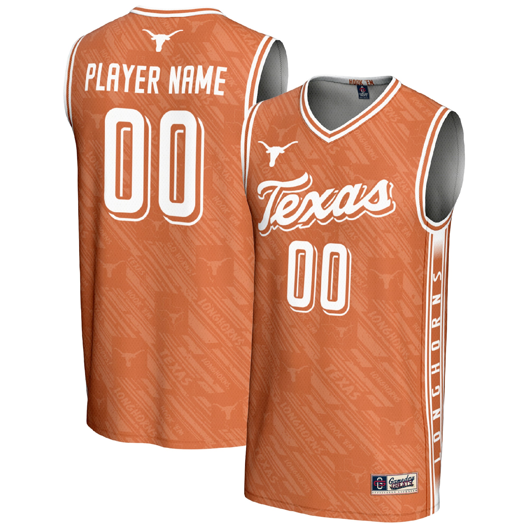 Texas Longhorns Gameday Greats Unisex Nil Pick A Player Women S Basketball Lightweight Highlight Print Jersey Texas Orange