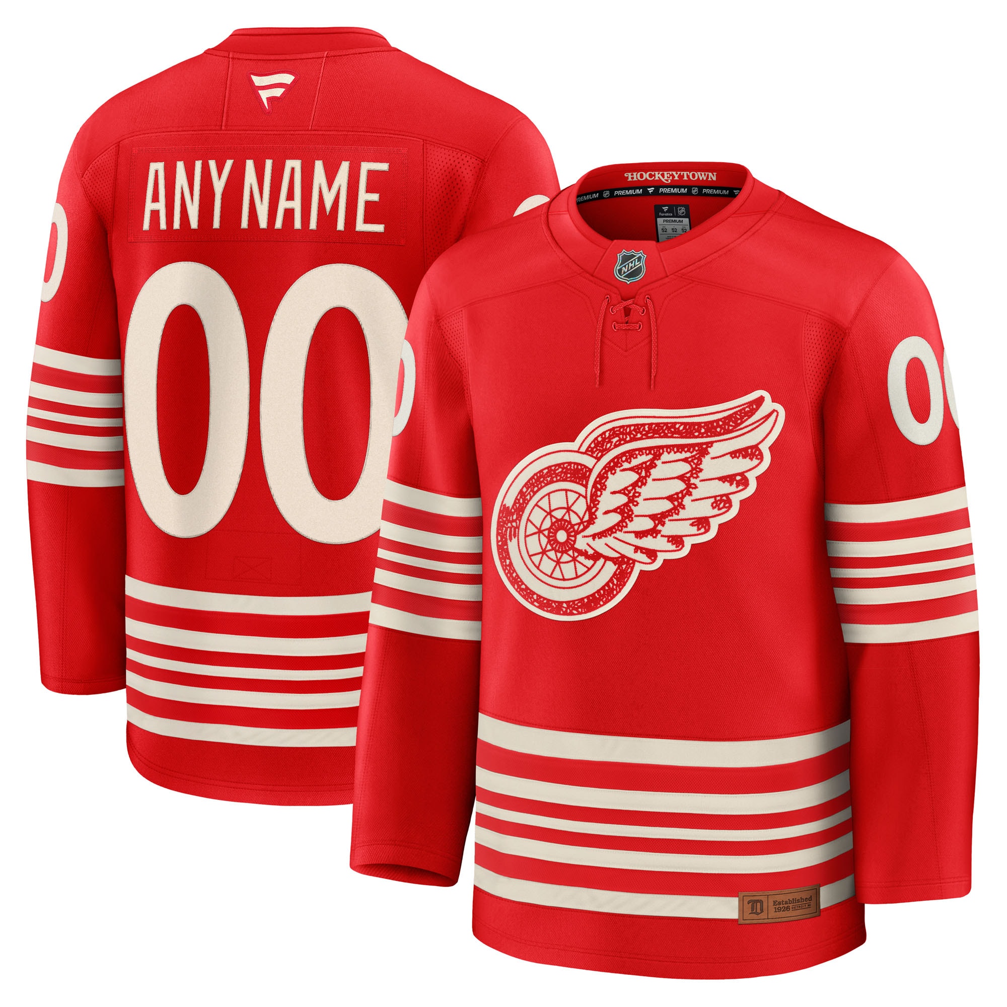 Detroit Red Wings Youth Centennial Premium Custom Jersey Red Youth
