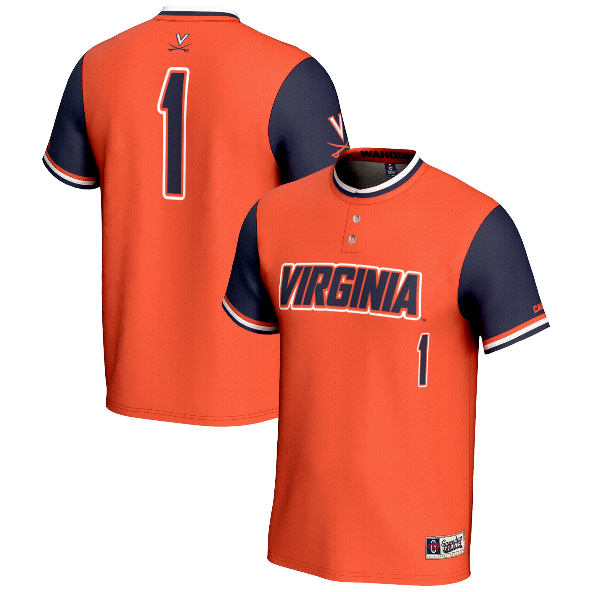1 Virginia Cavaliers Youth Gameday Greats Lightweight Softball Jersey Orange Youth