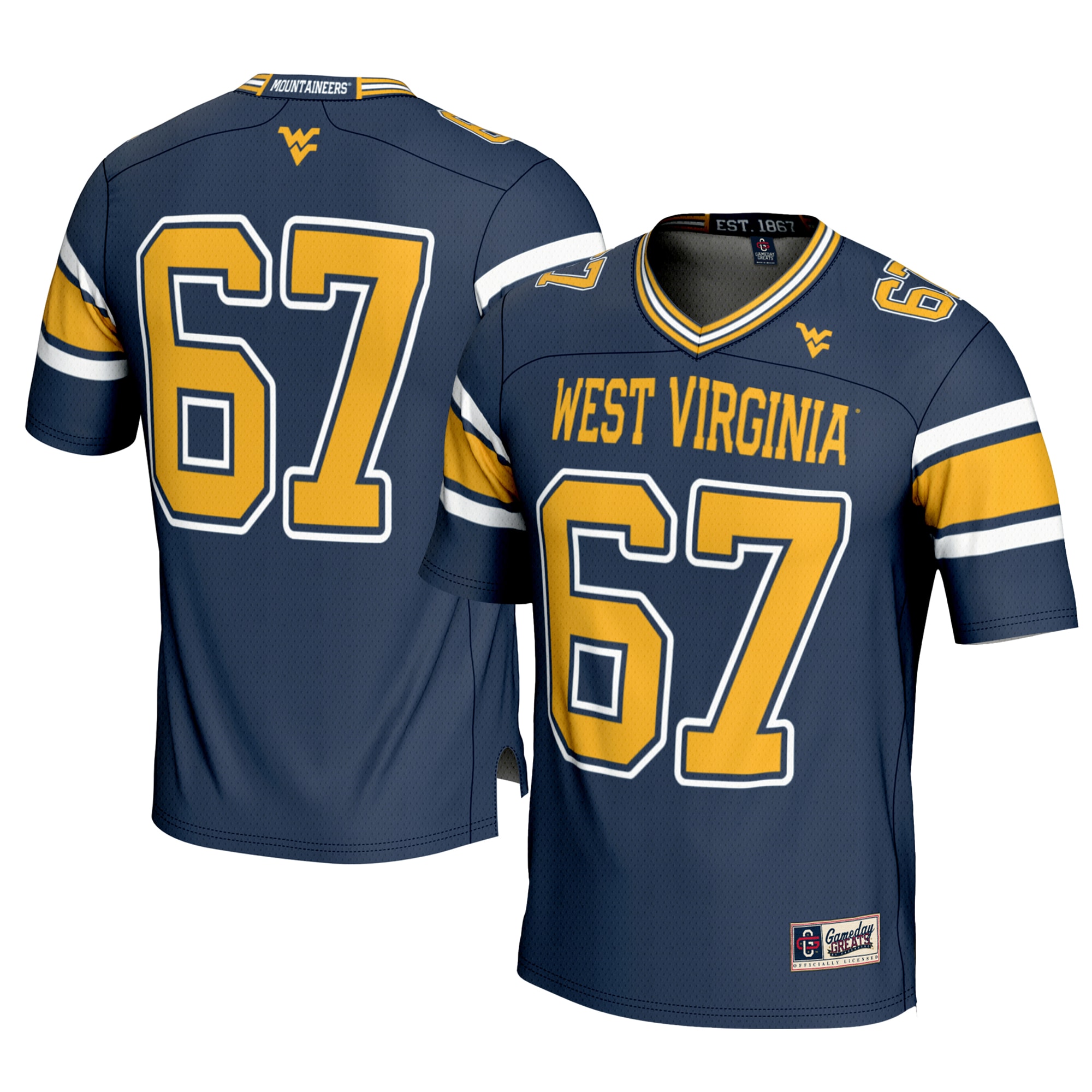 1 West Virginia Mountaineers Gameday Greats Youth Football Jersey Navy